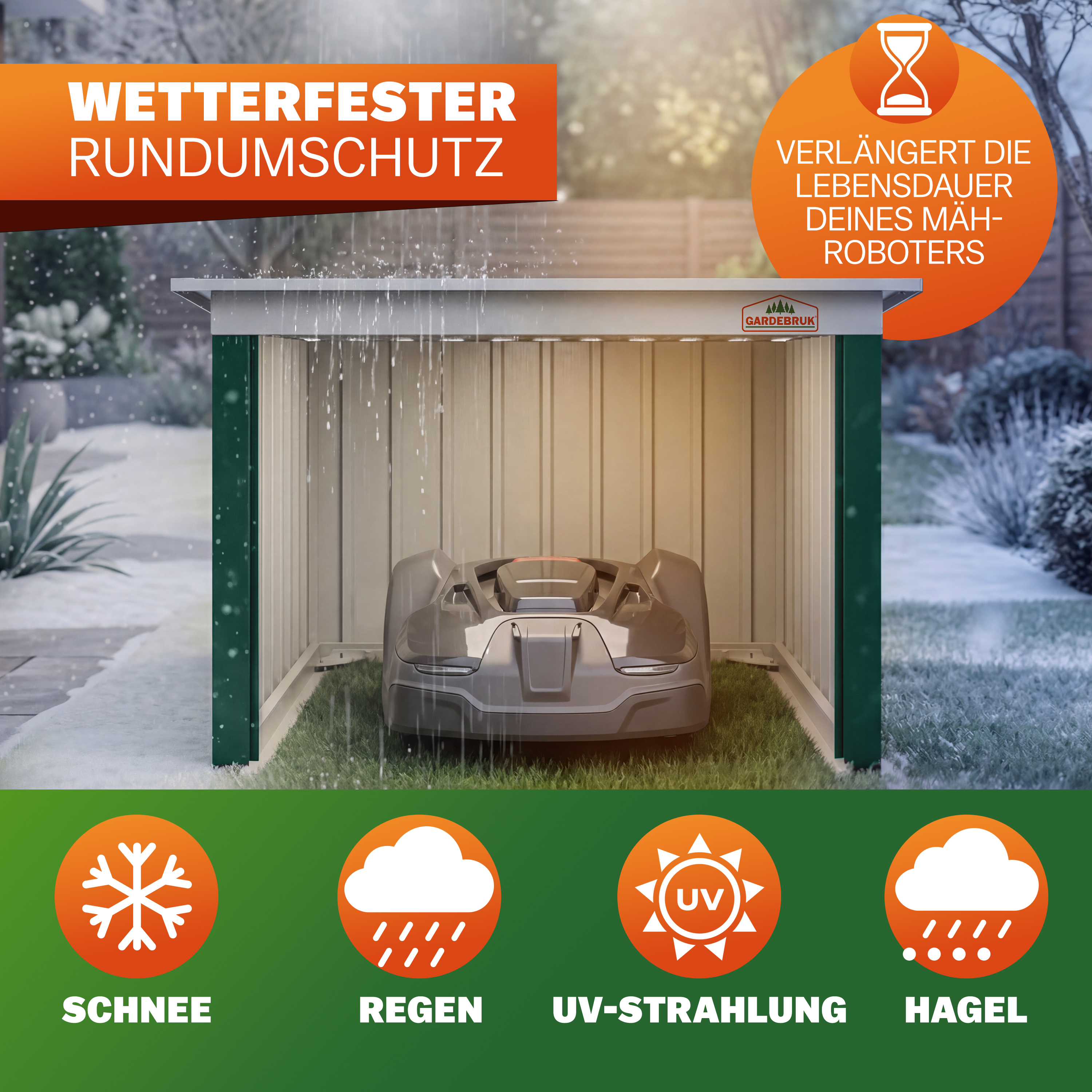 Robotmaaier\u0020Garage\u0020Groen\u0020Metaal\u002089x90x54cm Robotmaaier\u0020Garage\u0020Groen\u0020Metaal\u002089x90x54cm