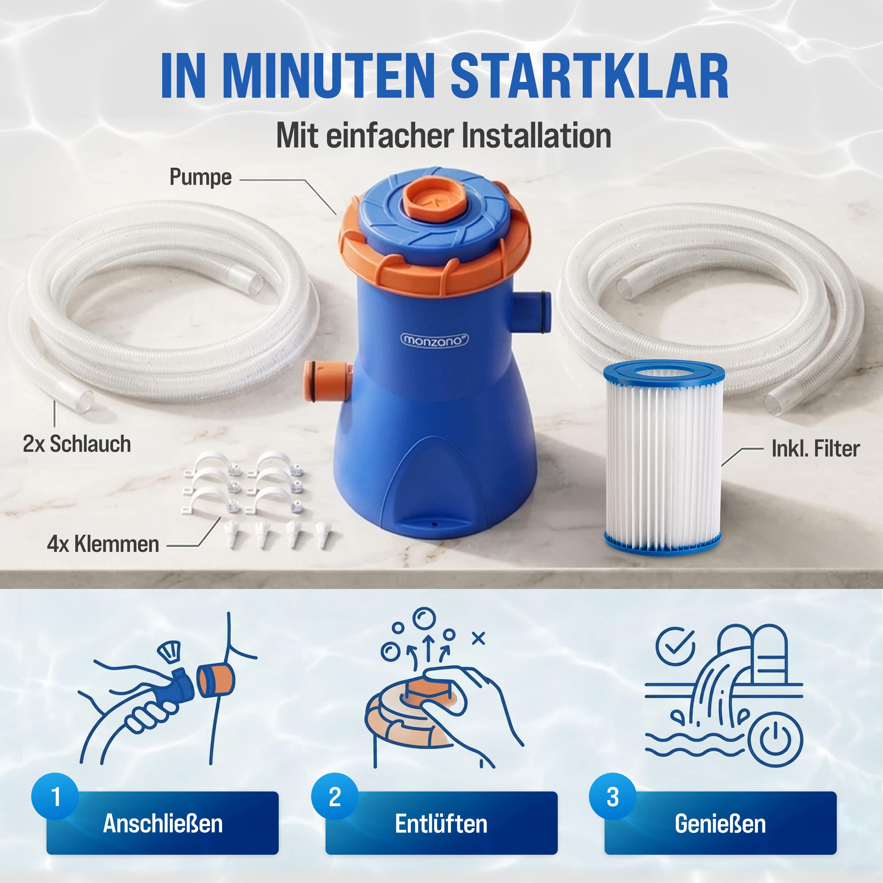 Zwembadpomp\u0020MZP90\u0020Blauw\u002FOranje\u00203800\u0020L\u002Fh\u002090W