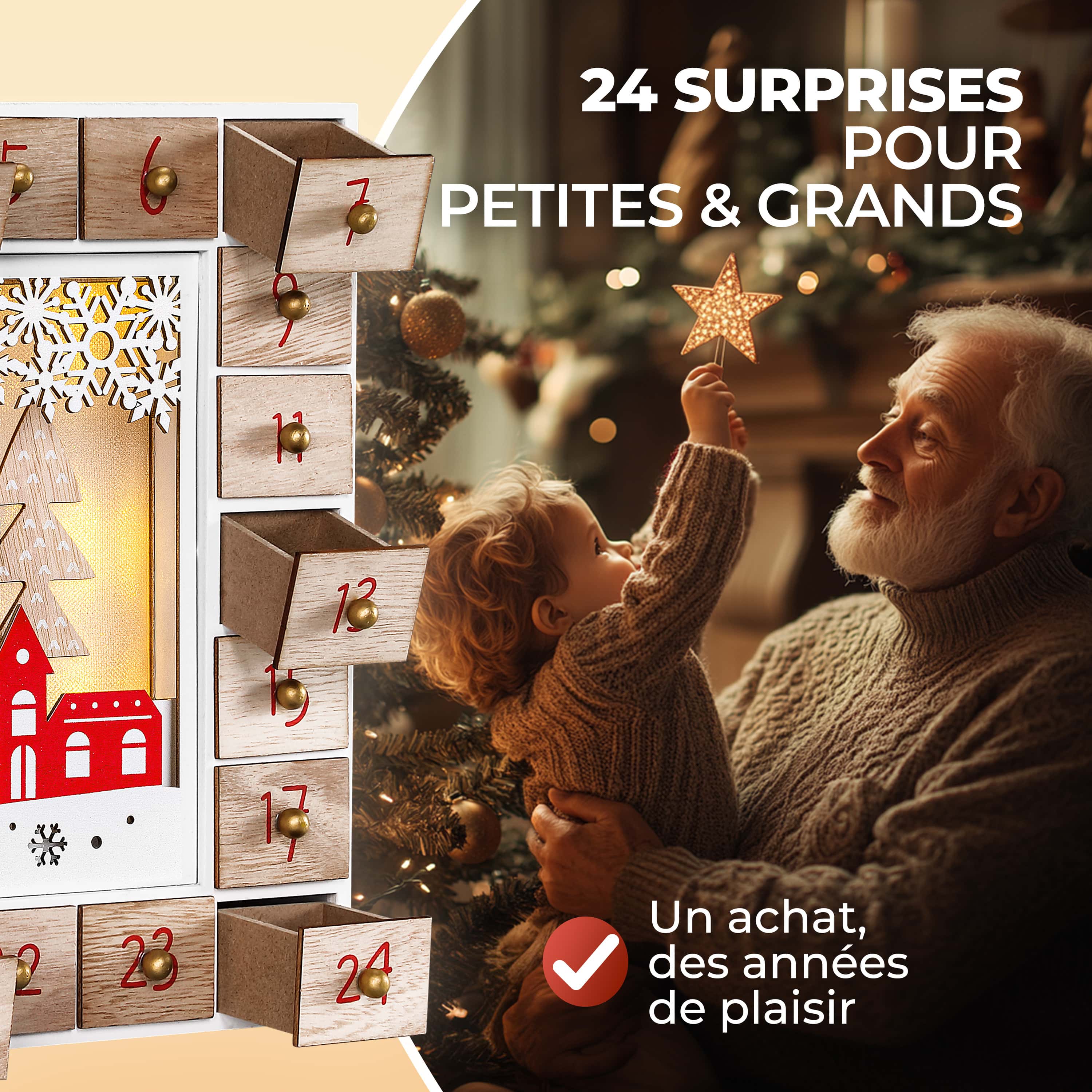 Adventskalender\u0020Kerstman\u0020Hout\u0020LED Adventskalender\u0020Kerstman\u0020Hout\u0020LED