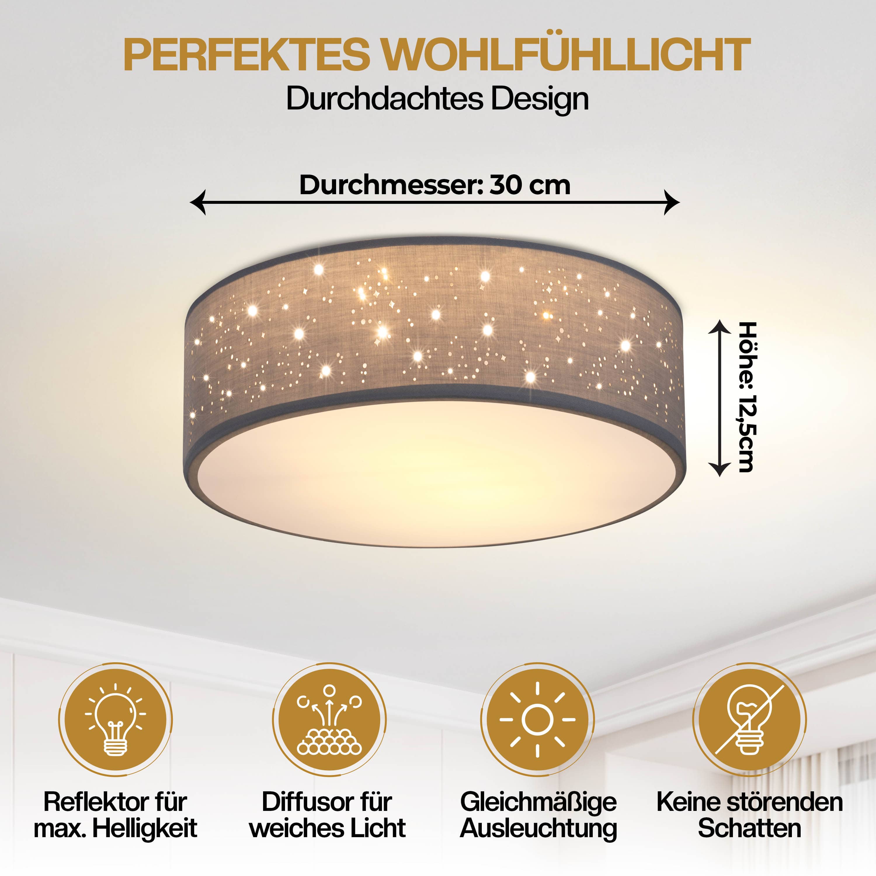 Plafondlamp\u0020Grijs\u0020Stof\u0020\u00F830cm Plafondlamp\u0020Grijs\u0020Stof\u0020\u00F830cm
