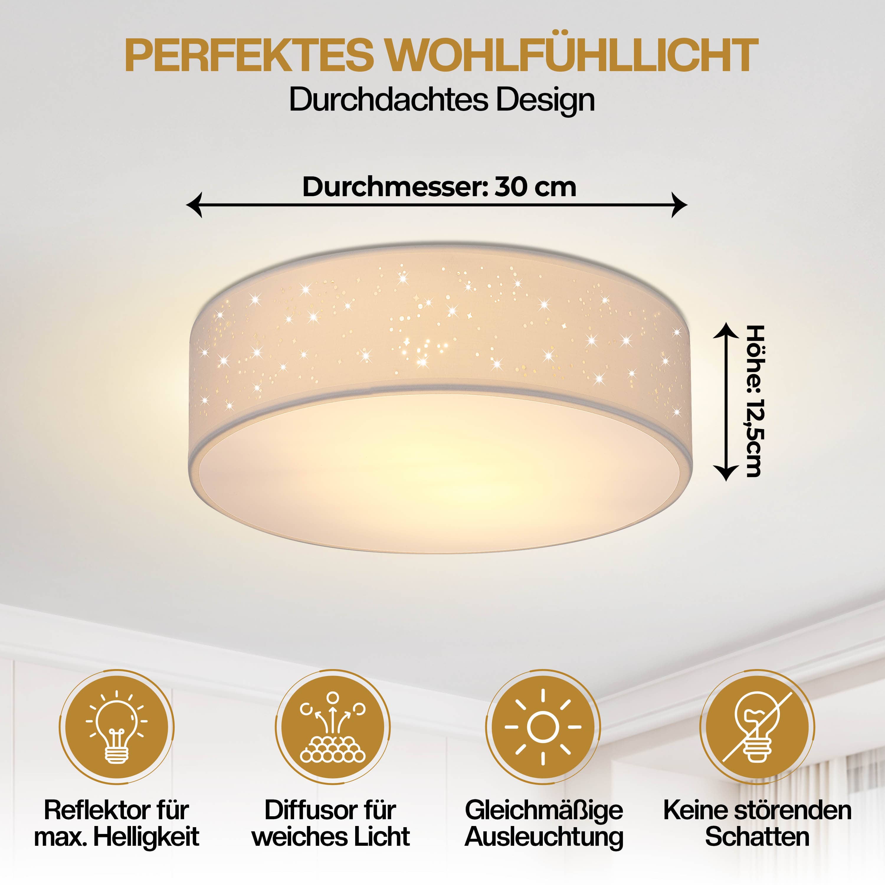 Plafondlamp\u0020Wit\u0020Stof\u0020\u00F830cm Plafondlamp\u0020Wit\u0020Stof\u0020\u00F830cm