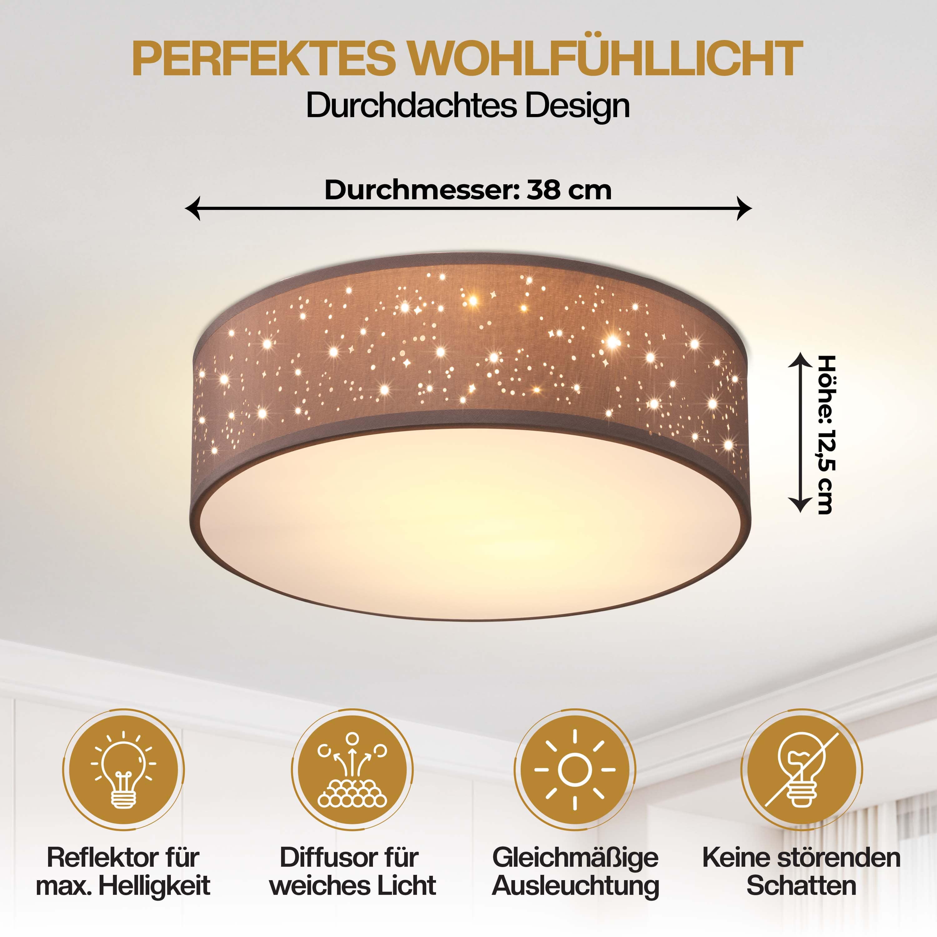 Plafondlamp\u0020Taupe\u0020Stof\u0020\u00F838cm Plafondlamp\u0020Taupe\u0020Stof\u0020\u00F838cm