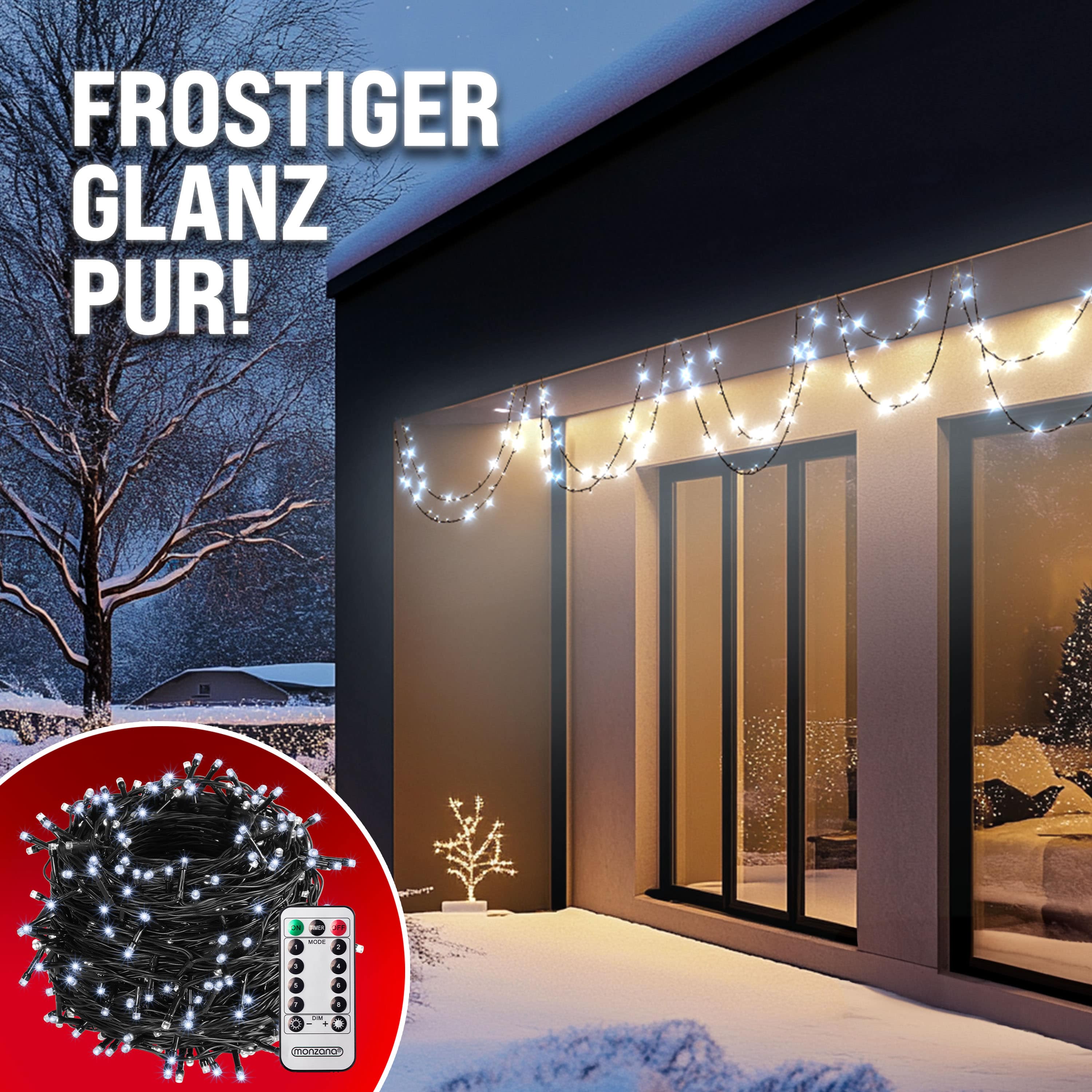 Kerstverlichting\u0020Koud\u0020Wit\u002040m\u0020Afstandsbediening
