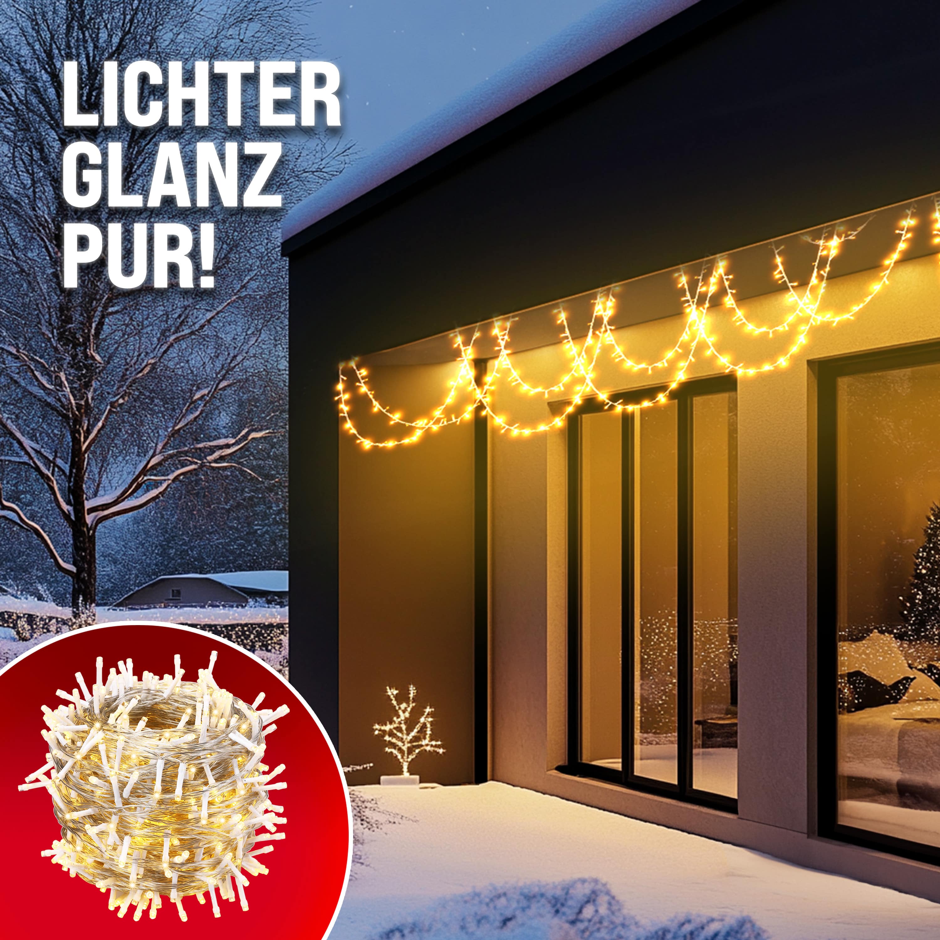 Kerstverlichting\u0020Warmwit\u002040m\u0020transparant