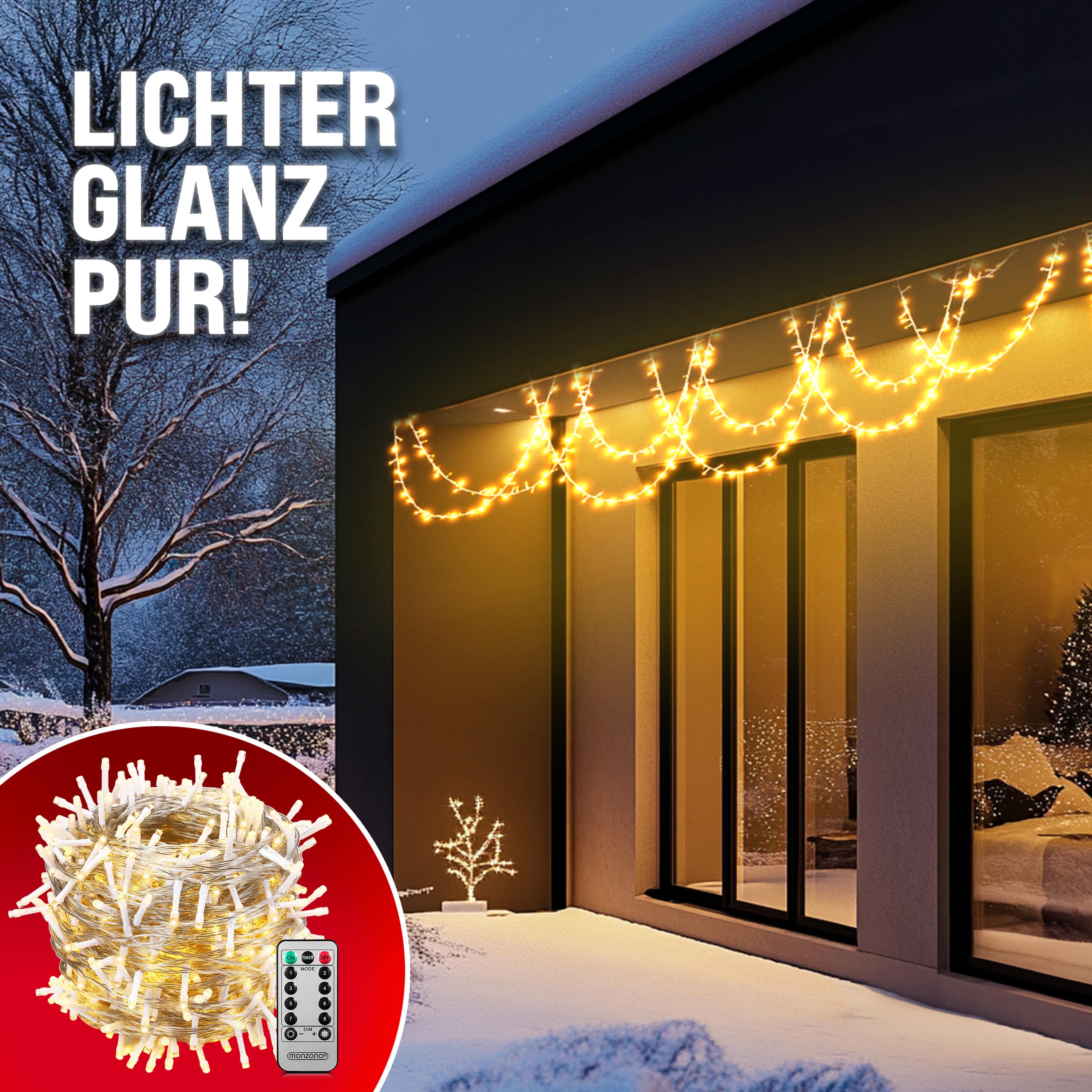 Kerstverlichting\u0020Warm\u0020Wit\u002060m\u0020transparant\u0020Afstandsbediening