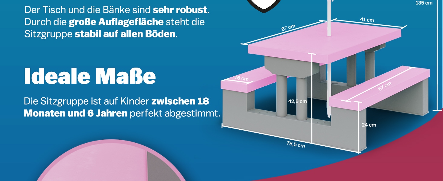 Picknicktafel\u0020voor\u0020Kinderen\u0020Roze\u0020met\u0020Parasol
