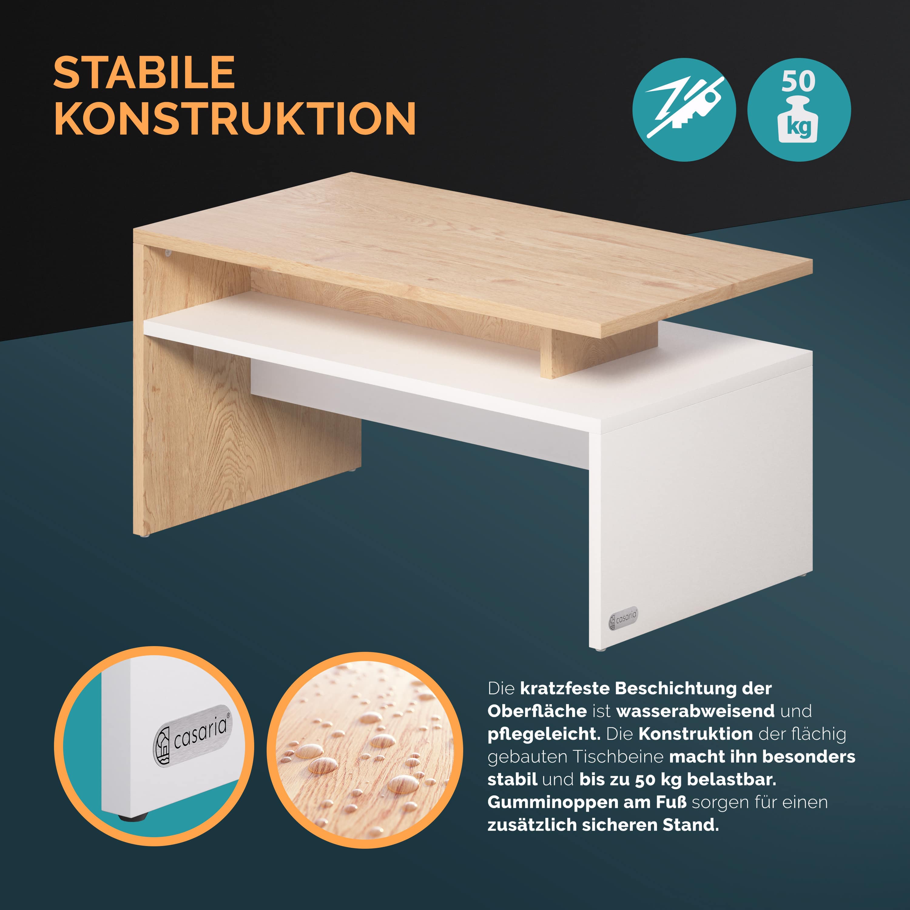 Salontafel\u0020Sacramento\u0020Wit\u002FEik\u002095x55x50cm Salontafel\u0020Sacramento\u0020Wit\u002FEik\u002095x55x50cm