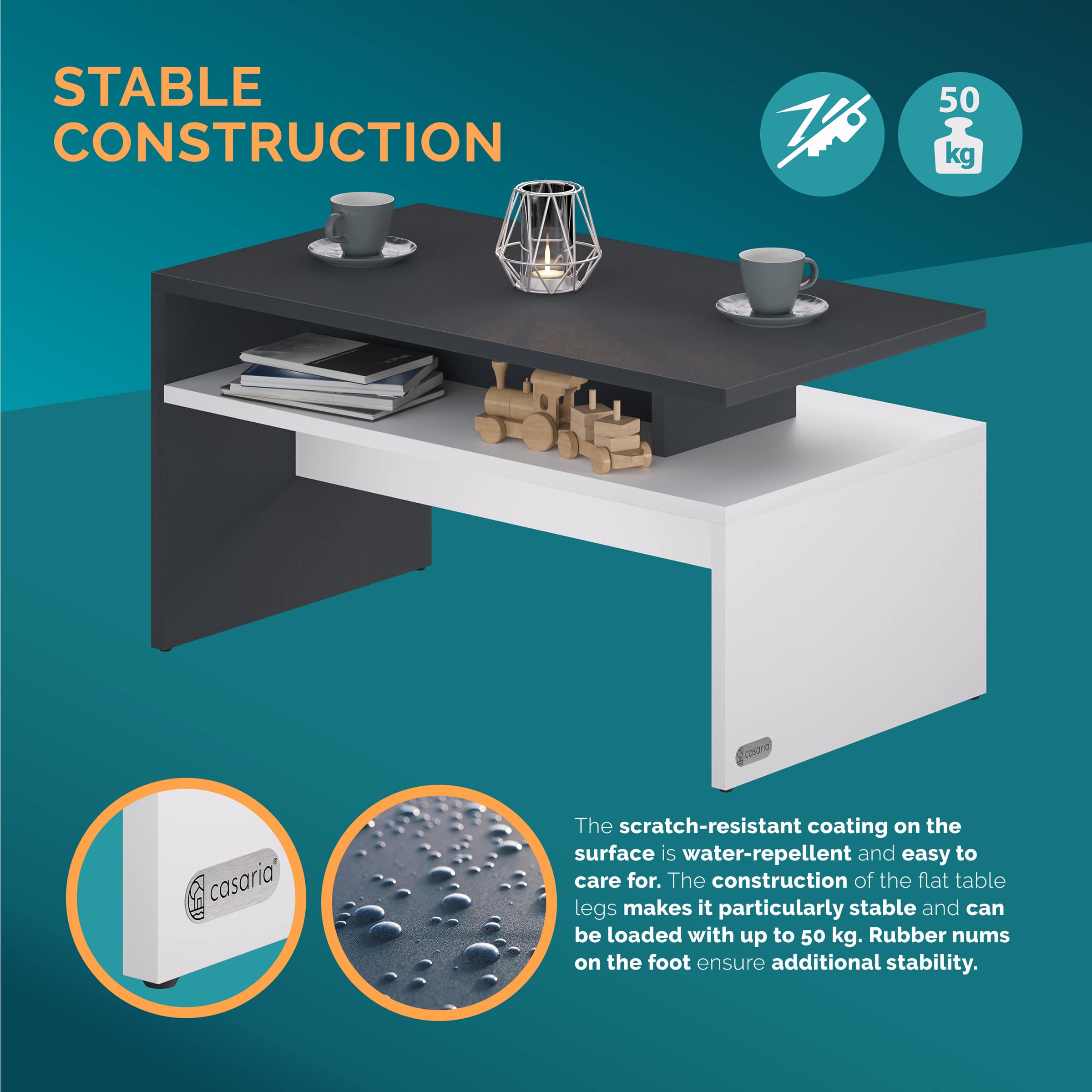 Salontafel\u0020Sacramento\u0020Wit\u002FAntraciet\u002095x55x50cm Salontafel\u0020Sacramento\u0020Wit\u002FAntraciet\u002095x55x50cm