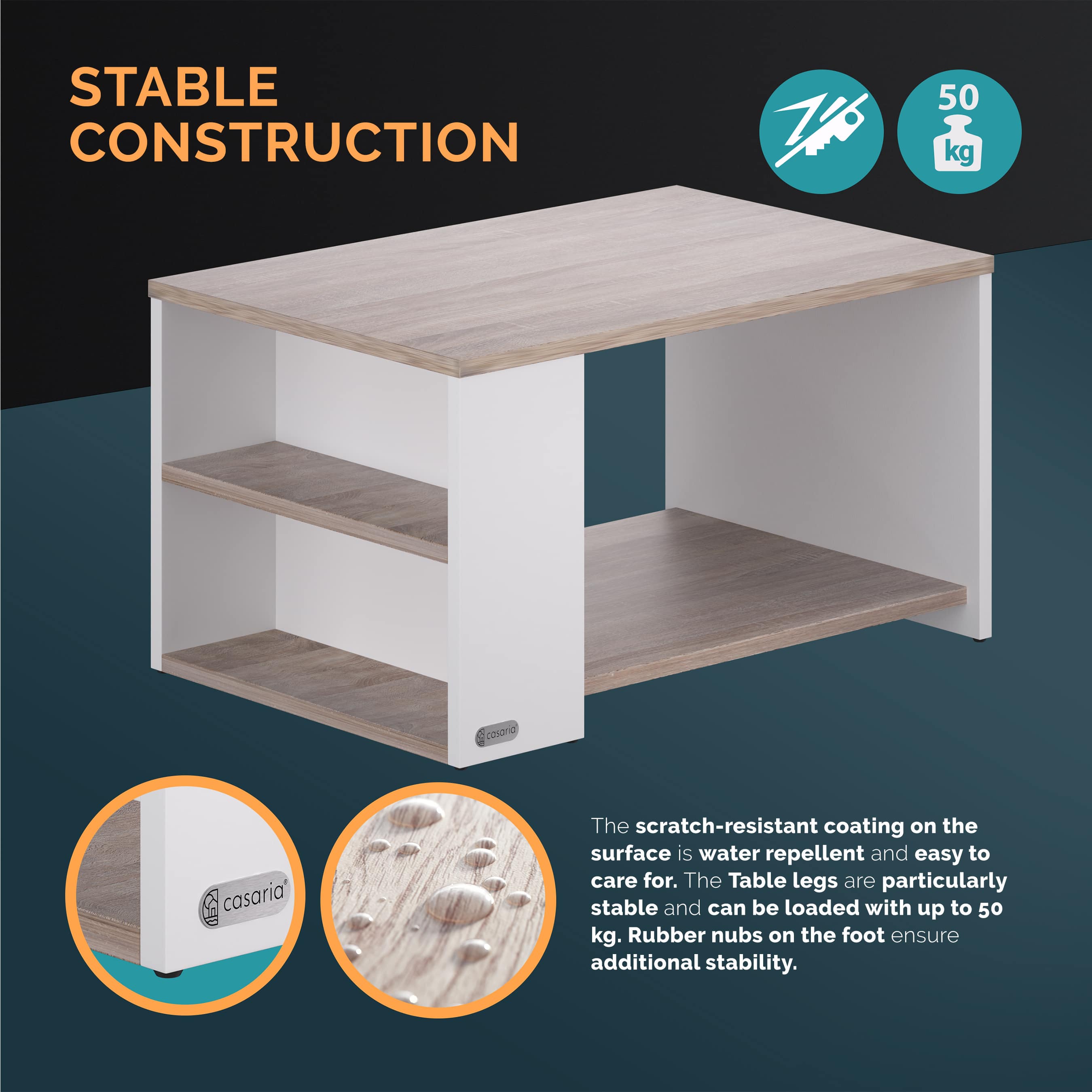 Salontafel\u0020Santa\u0020Cruz\u0020Wit\u002FEik\u002090x60x50cm Salontafel\u0020Santa\u0020Cruz\u0020Wit\u002FEik\u002090x60x50cm