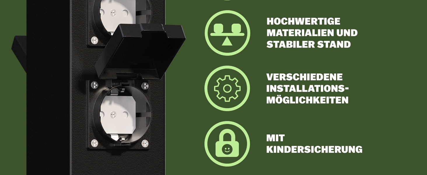 Tuinstopcontact\u0020Zwart\u00204\u002Dvoudig\u002038x12,5x12,5cm