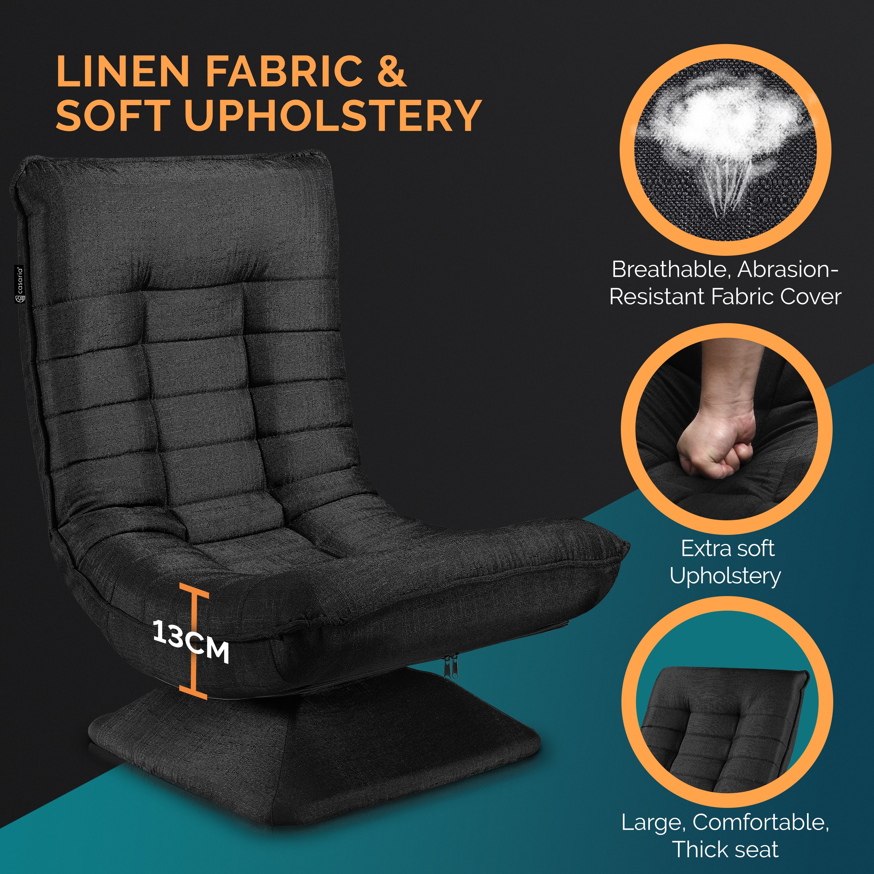 Relax\u0020Lounger\u0020Aberdeen\u0020Stof\u0020Zwart