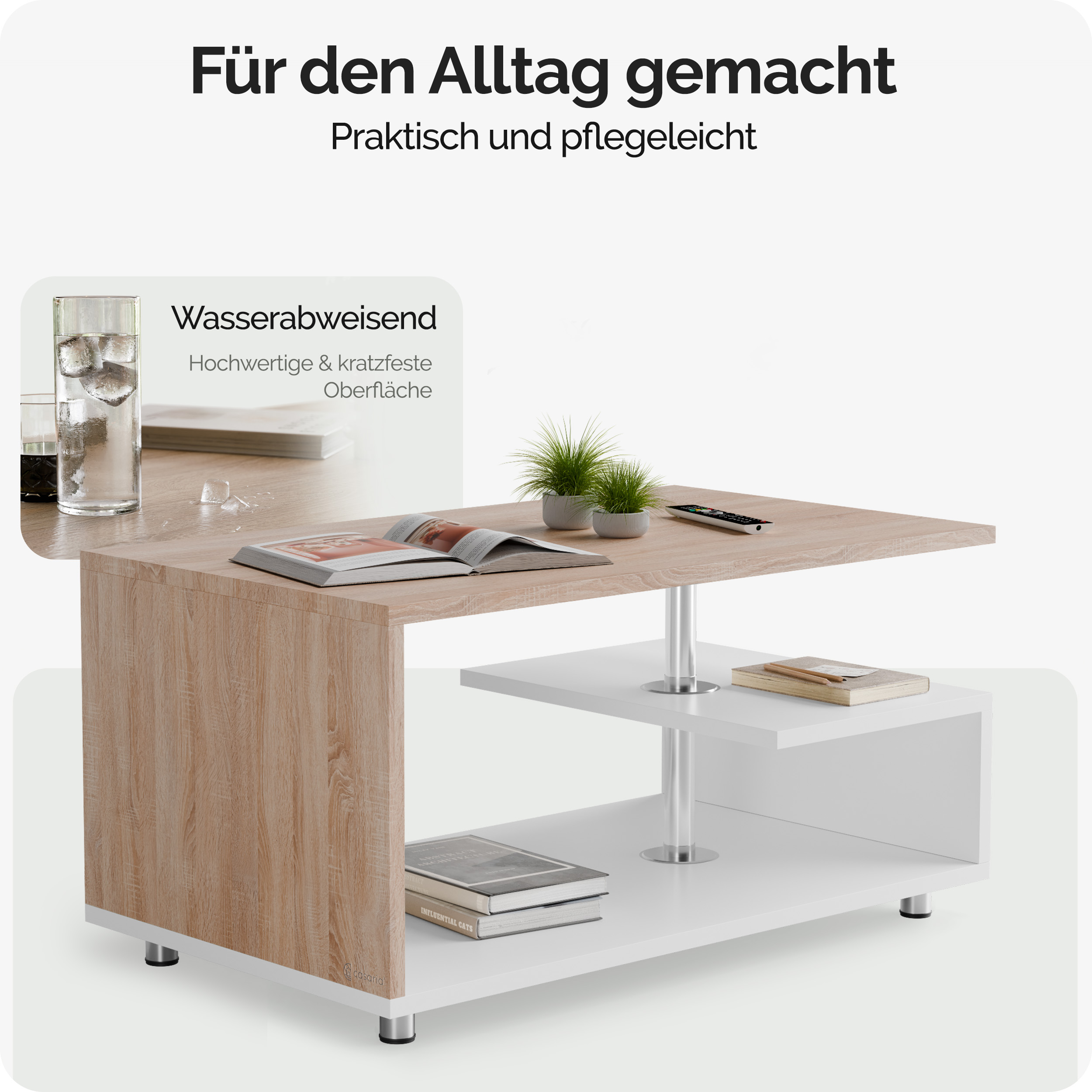 Salontafel\u0020Orlando\u0020Wit\u002FEik\u002095x55x50cm