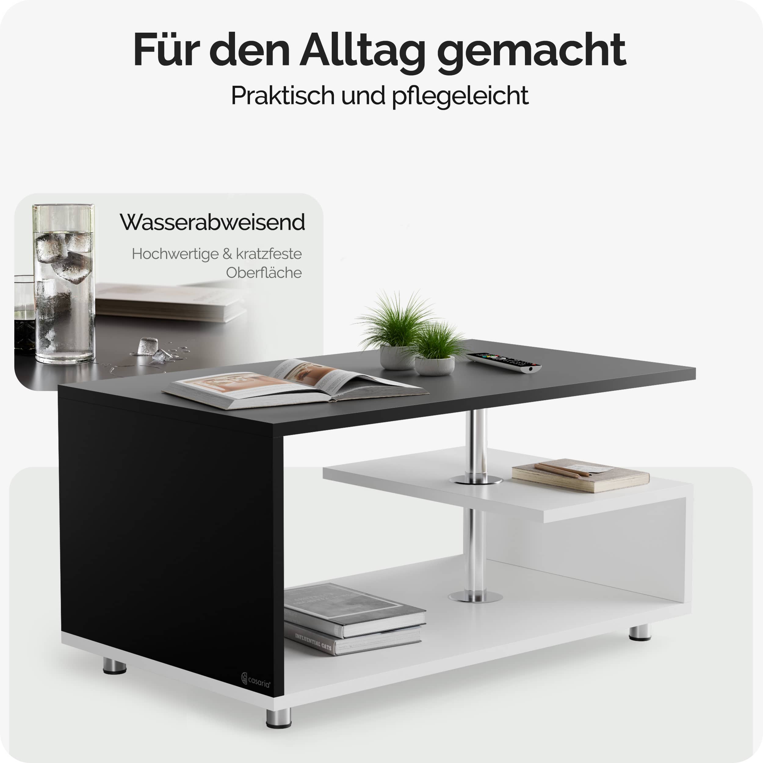 Salontafel\u0020Orlando\u0020Wit\u002FZwart\u002095x55x50cm