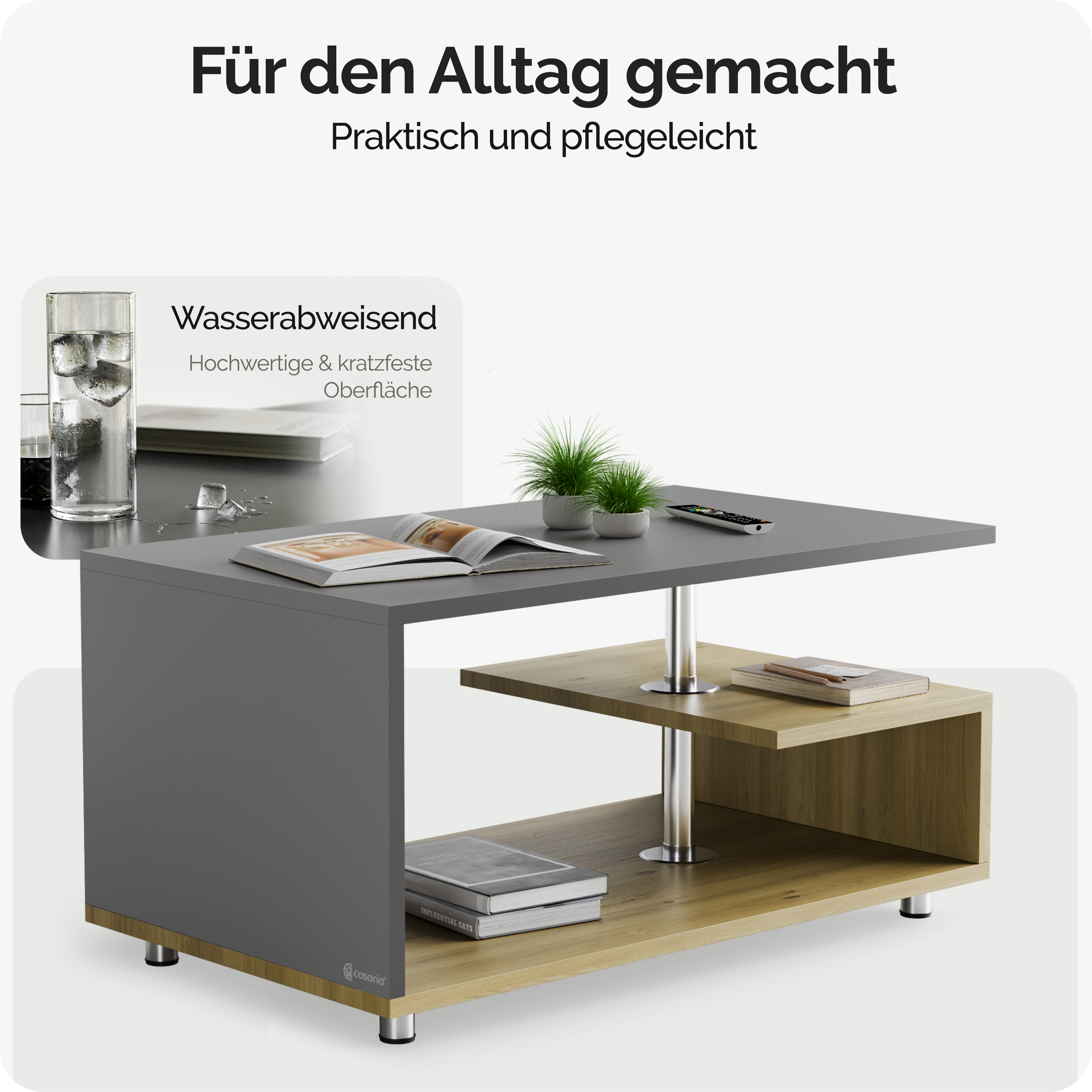 Salontafel\u0020Orlando\u0020Hout\u002FGrijs\u002095x55x50cm