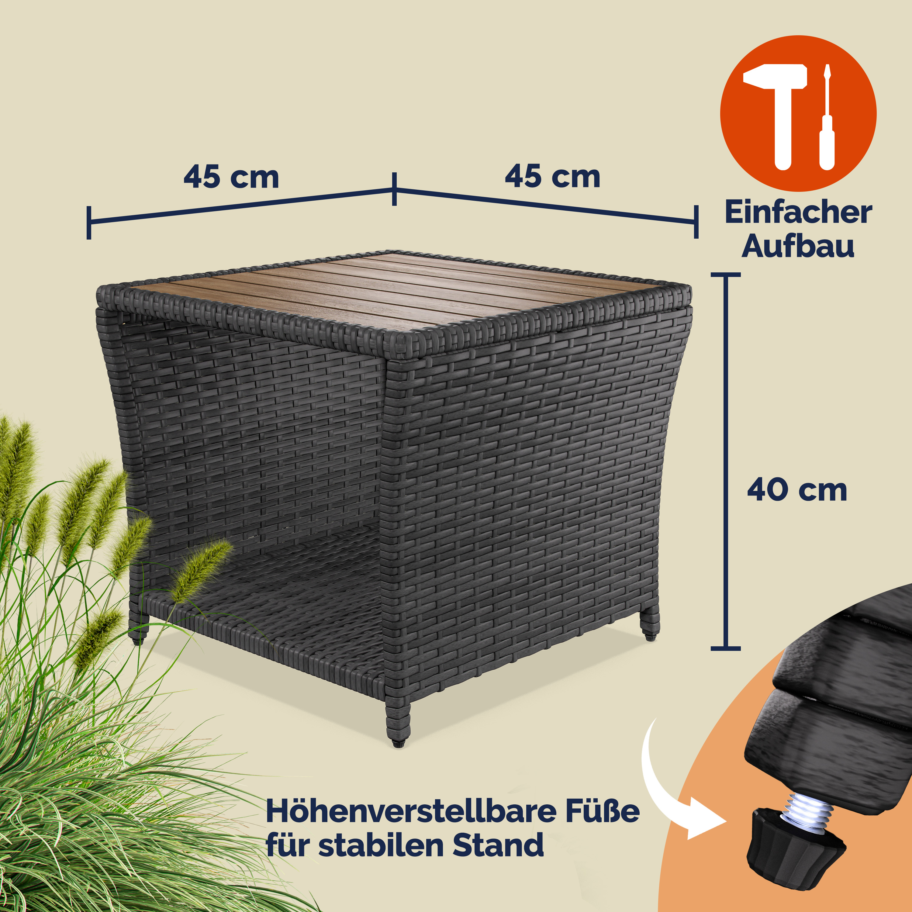 Polyrattan\u0020bijzettafel\u0020grijs\u002045x45x40cm Polyrattan\u0020bijzettafel\u0020grijs\u002045x45x40cm