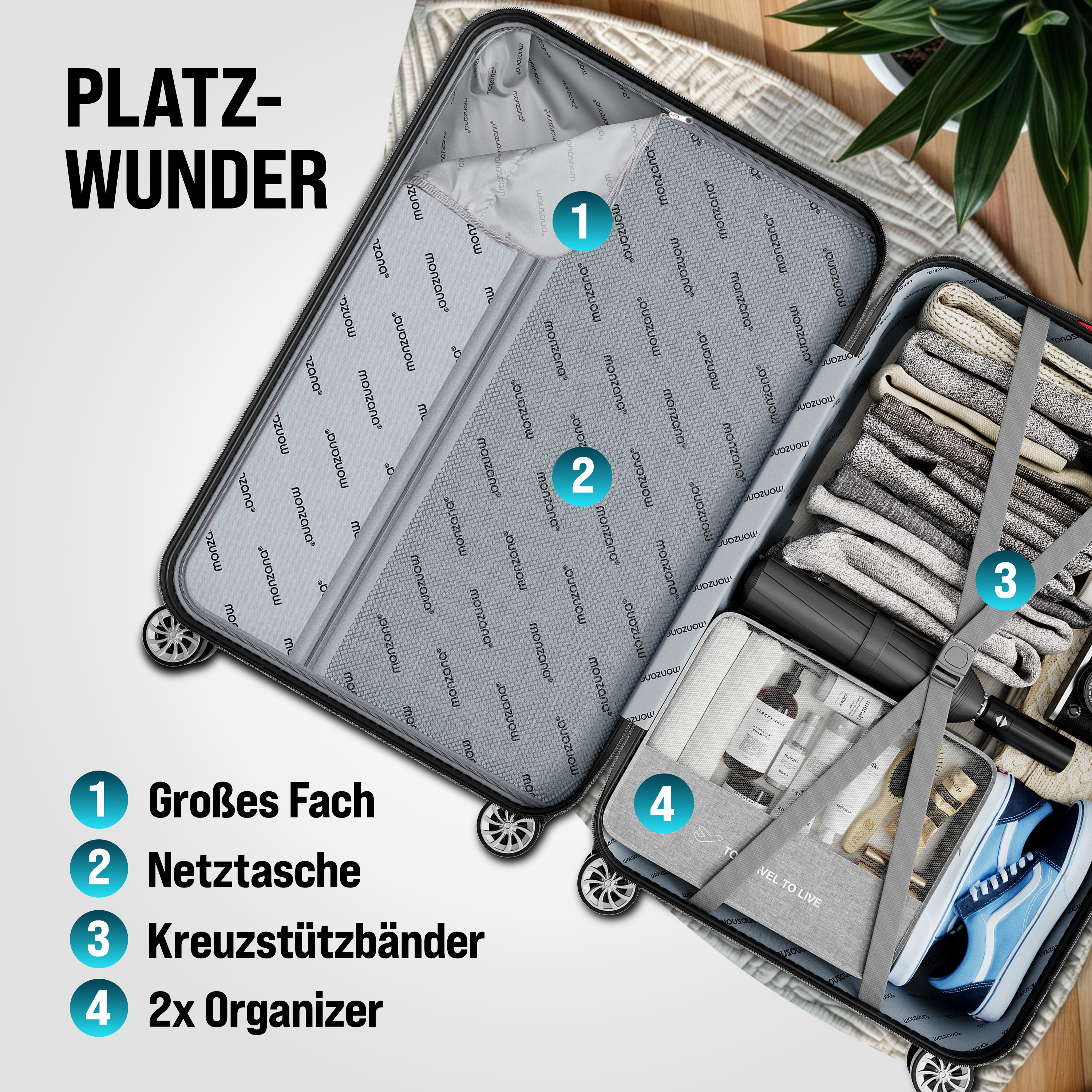 Reiskoffers\u00203\u002Ddelige\u0020Exopack\u0020Zwart\u0020ABS\u0020toebehoren