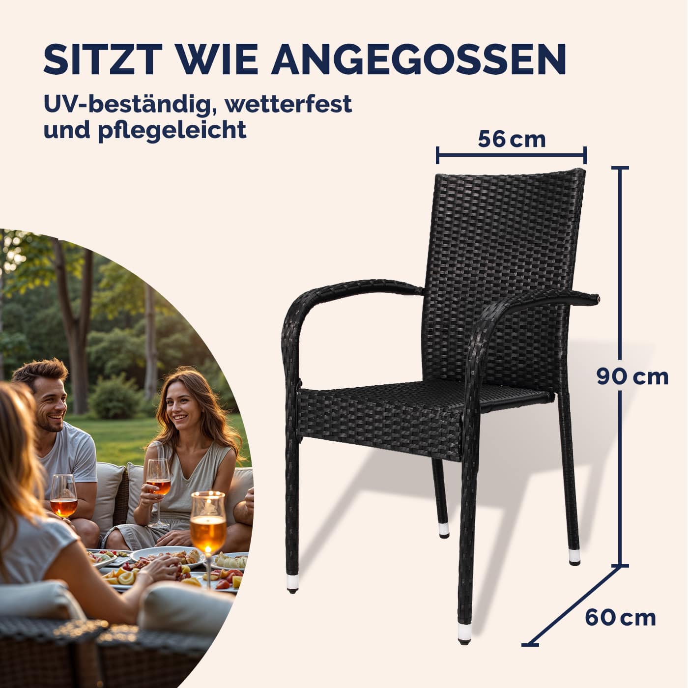 Polyrotan\u0020Tuinstoel\u0020Comfort\u00204\u0020stuks\u0020Zwart