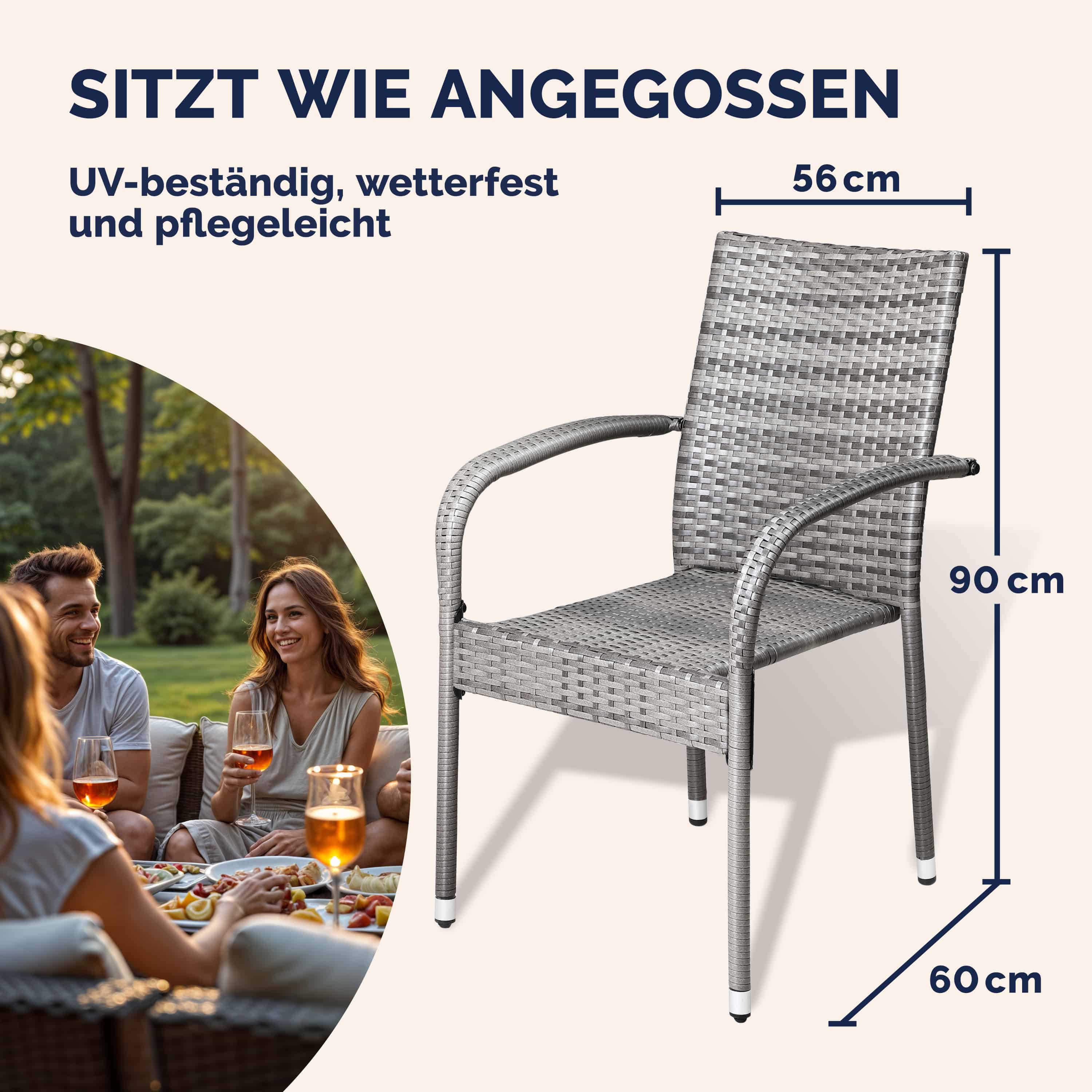 Polyrotan\u0020Tuinstoel\u0020Comfort\u00204\u0020stuks\u0020Grijs