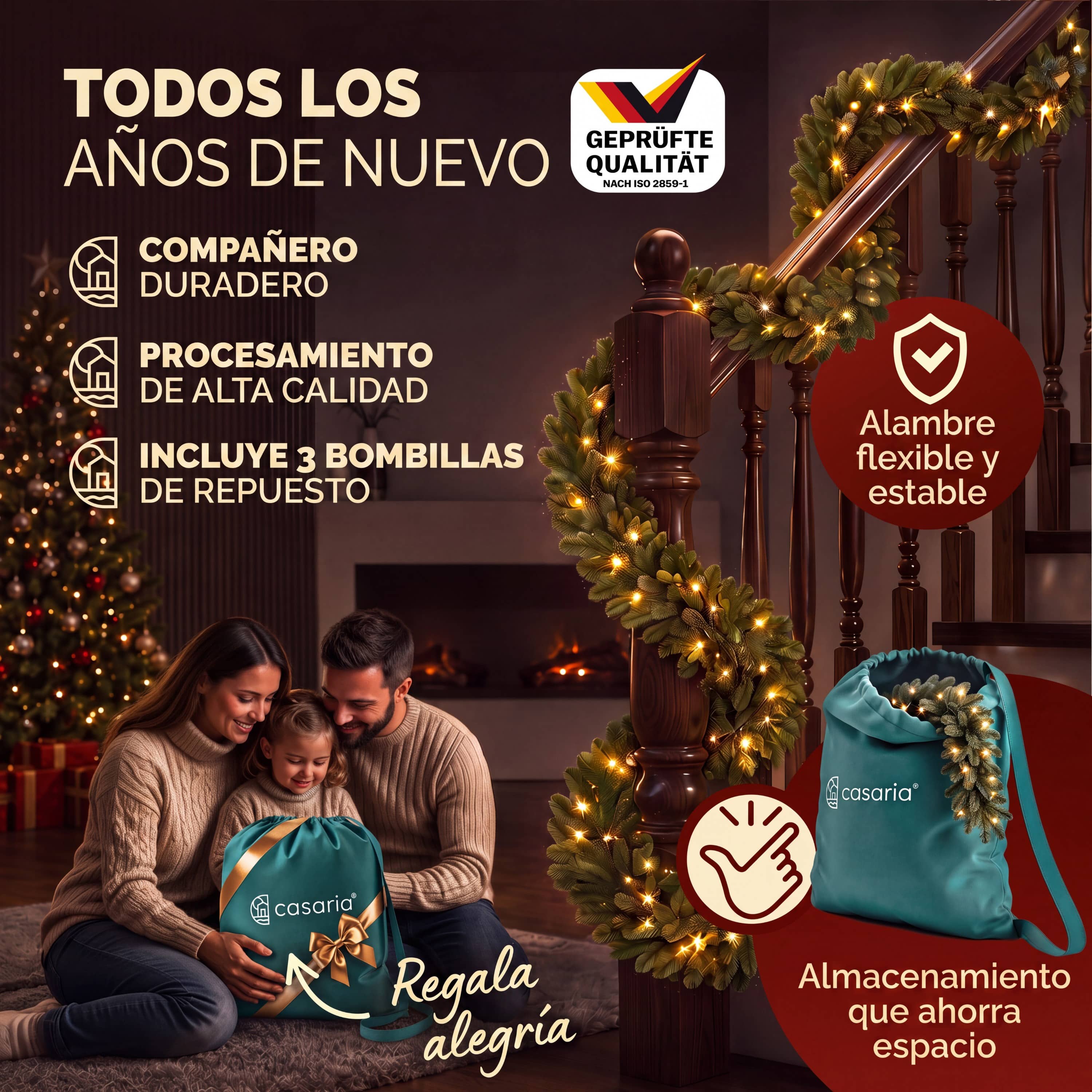 Premium\u0020kerstguirlande\u00203m\u0020met\u0020lichtsnoer\u0020en\u0020decoratie