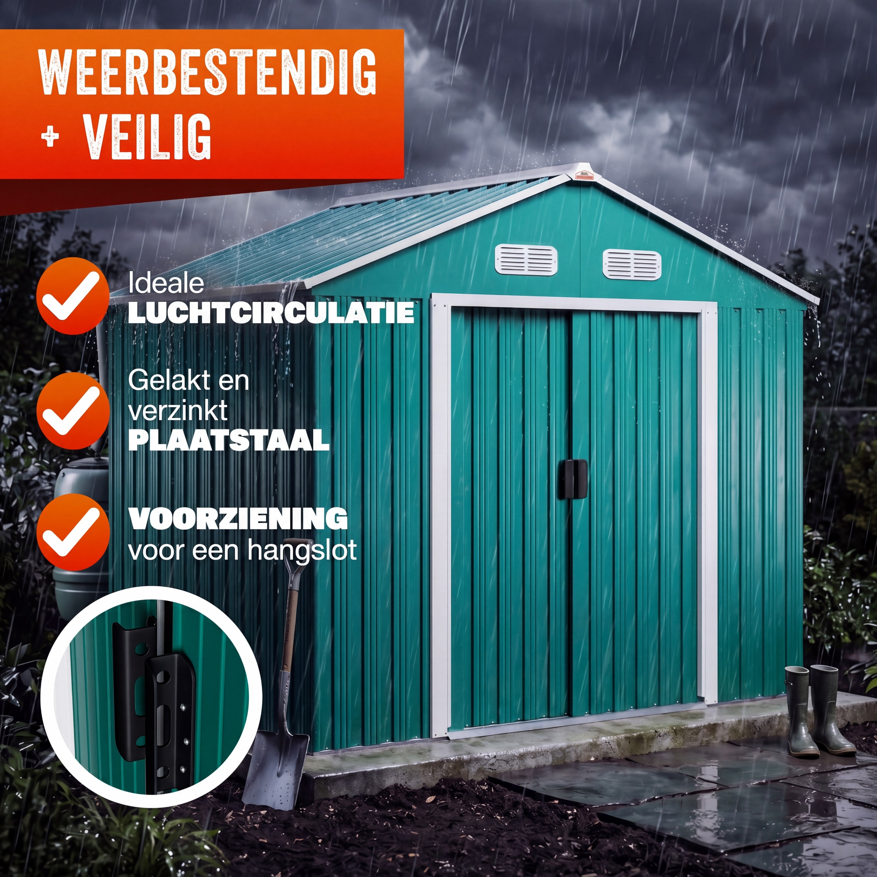 Tuinschuur\u0020Groen\u0020Metaal\u0020200x135x190cm Tuinschuur\u0020Groen\u0020Metaal\u0020200x135x190cm