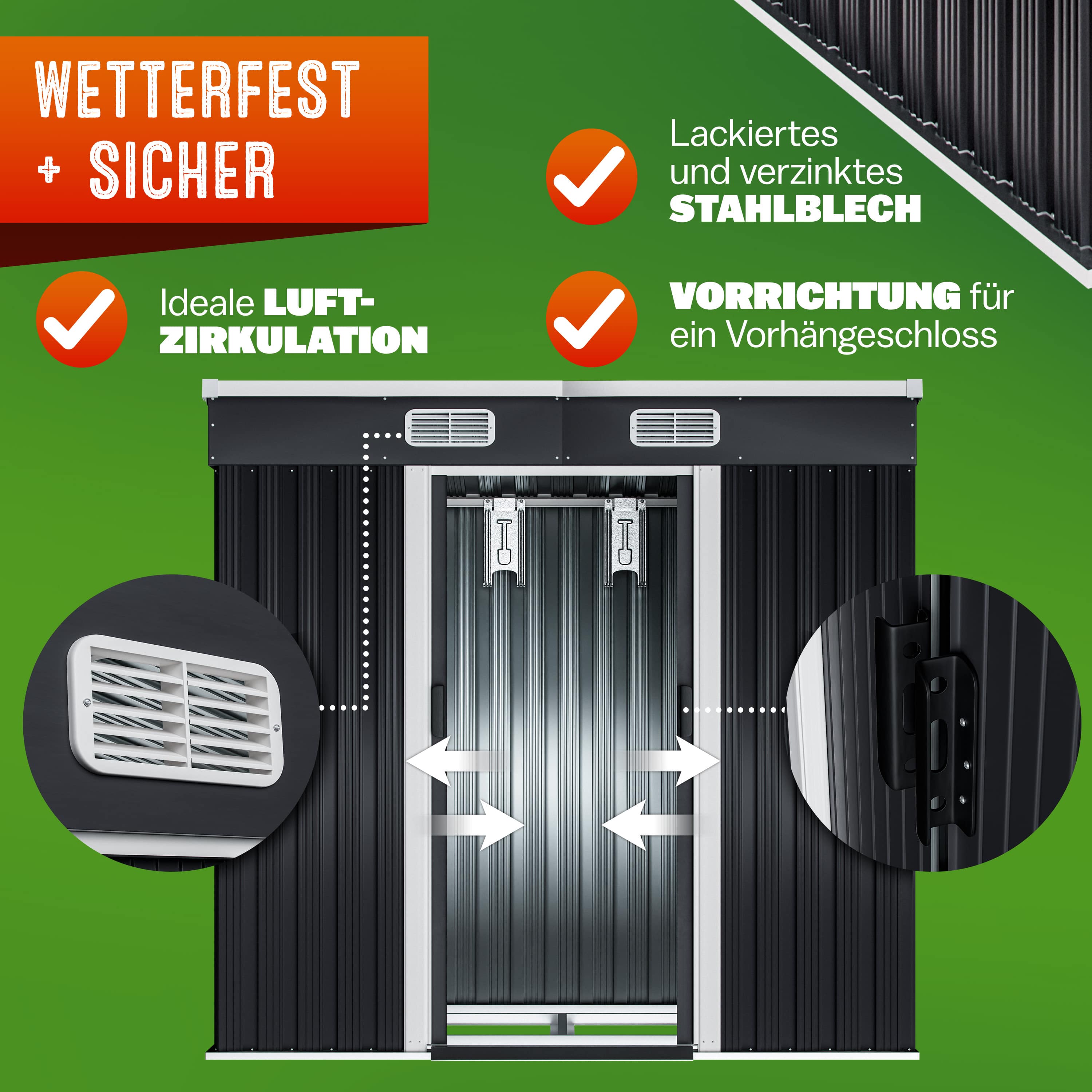 Tuinhuis\u0020Antraciet\u0020Metaal\u0020196x122x182cm