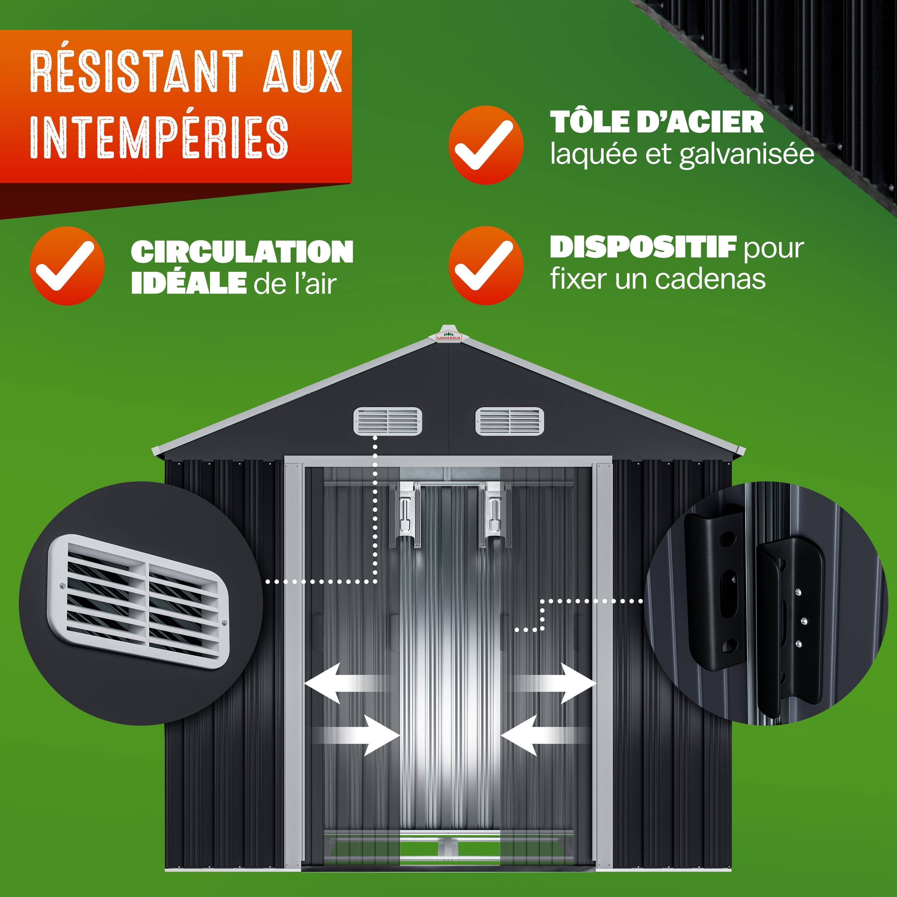 Tuinhuis\u0020XL\u0020Antraciet\u0020Metaal\u0020190x135x200cm\u0020Fundament
