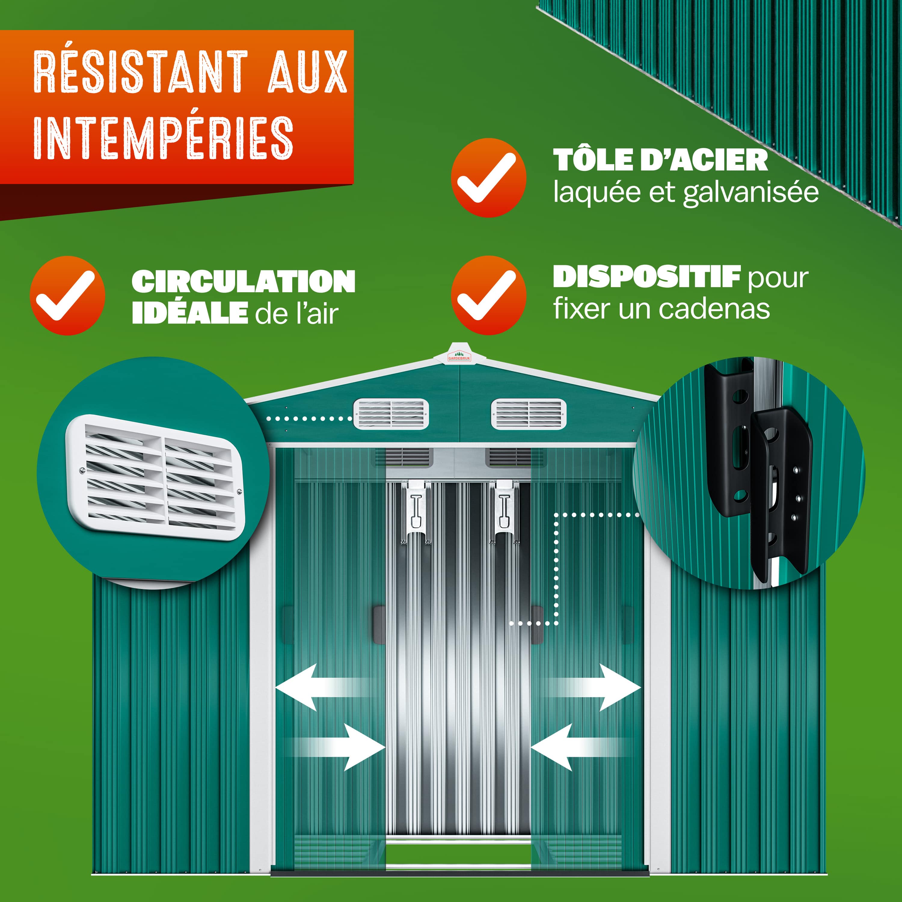 Tuinhuis\u0020Groen\u0020Metaal\u0020260x205x180cm