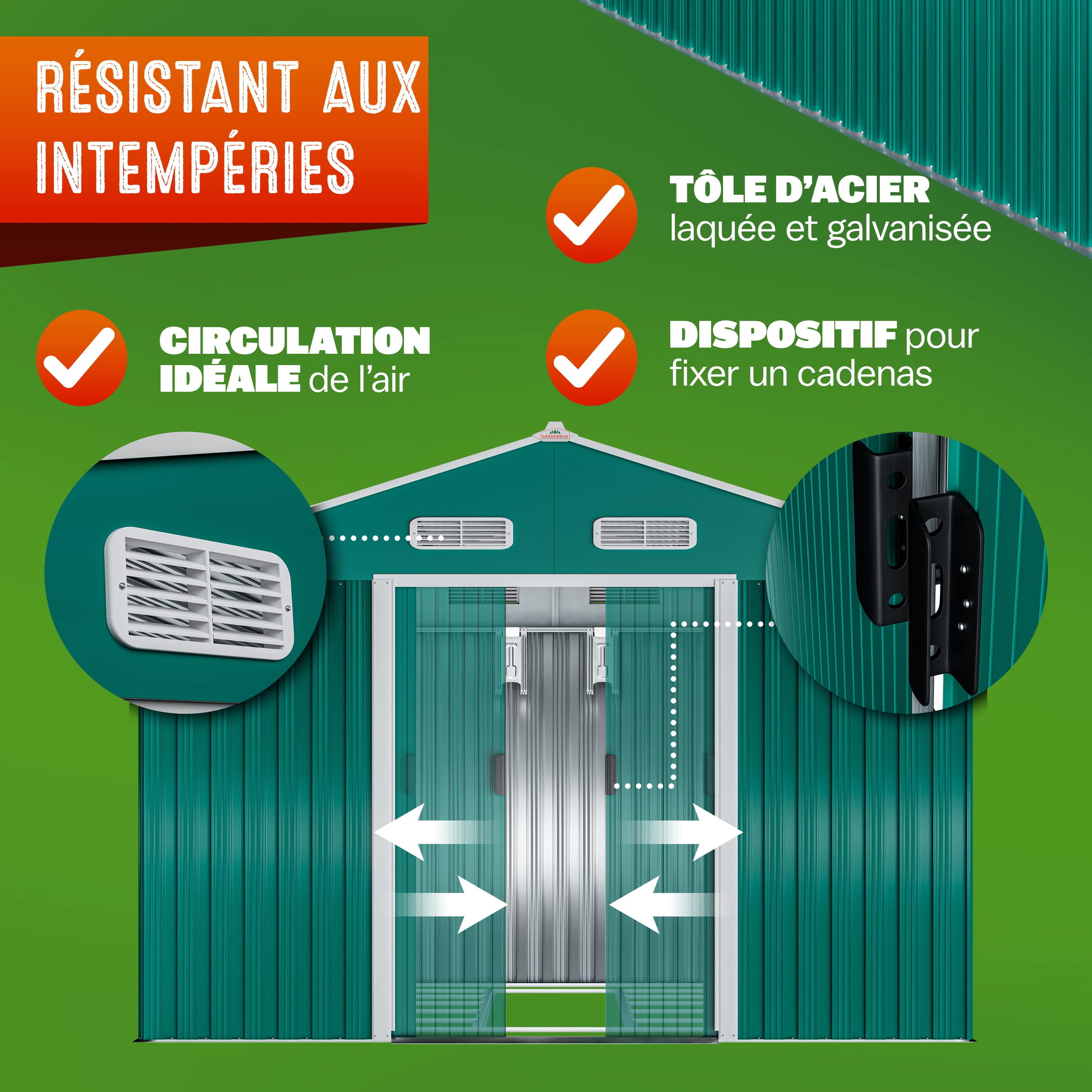 Tuinhuis\u0020Groen\u0020Metaal\u0020260x315x180cm