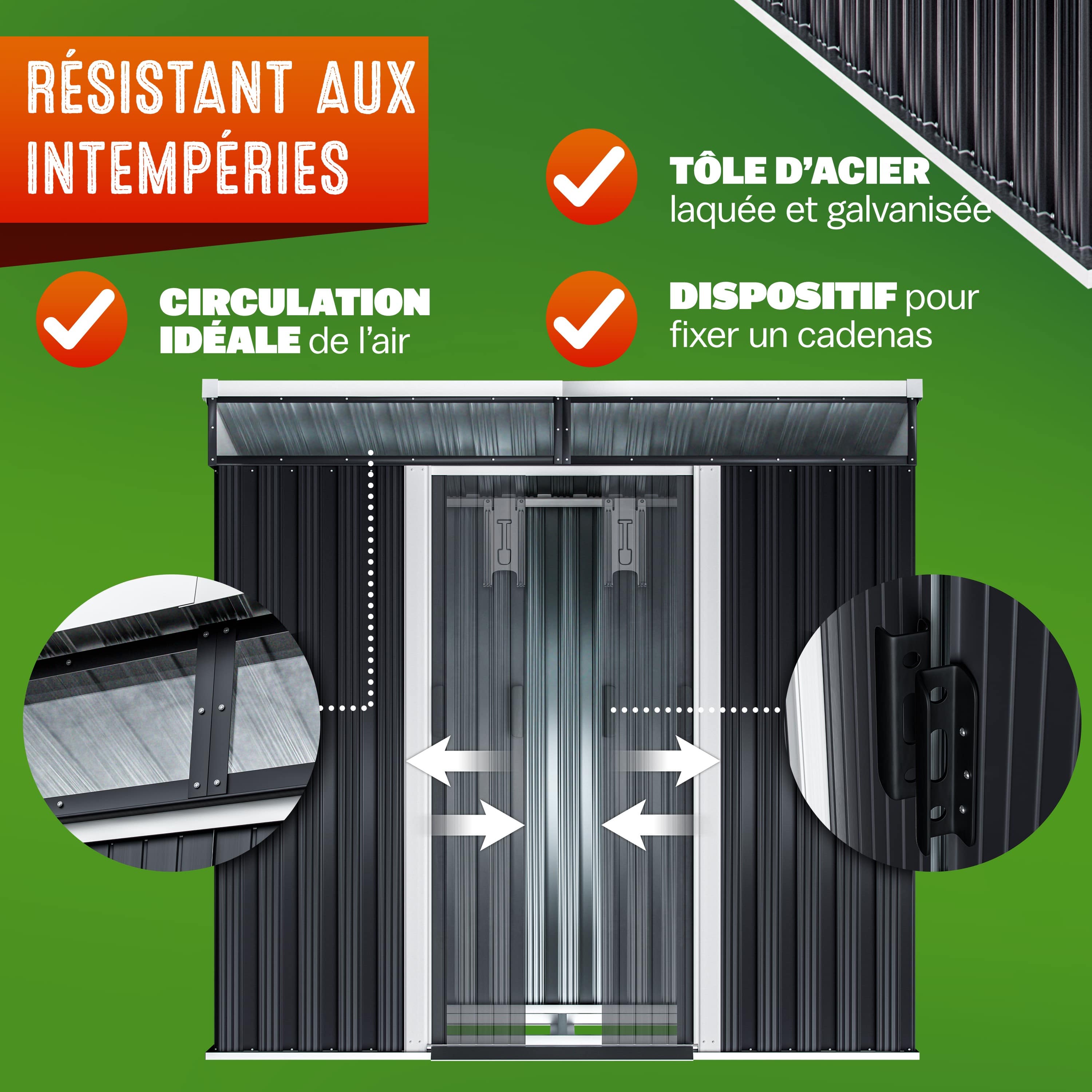 Tuinschuur\u0020Zwart\u0020Metaal\u0020200x125x180cm