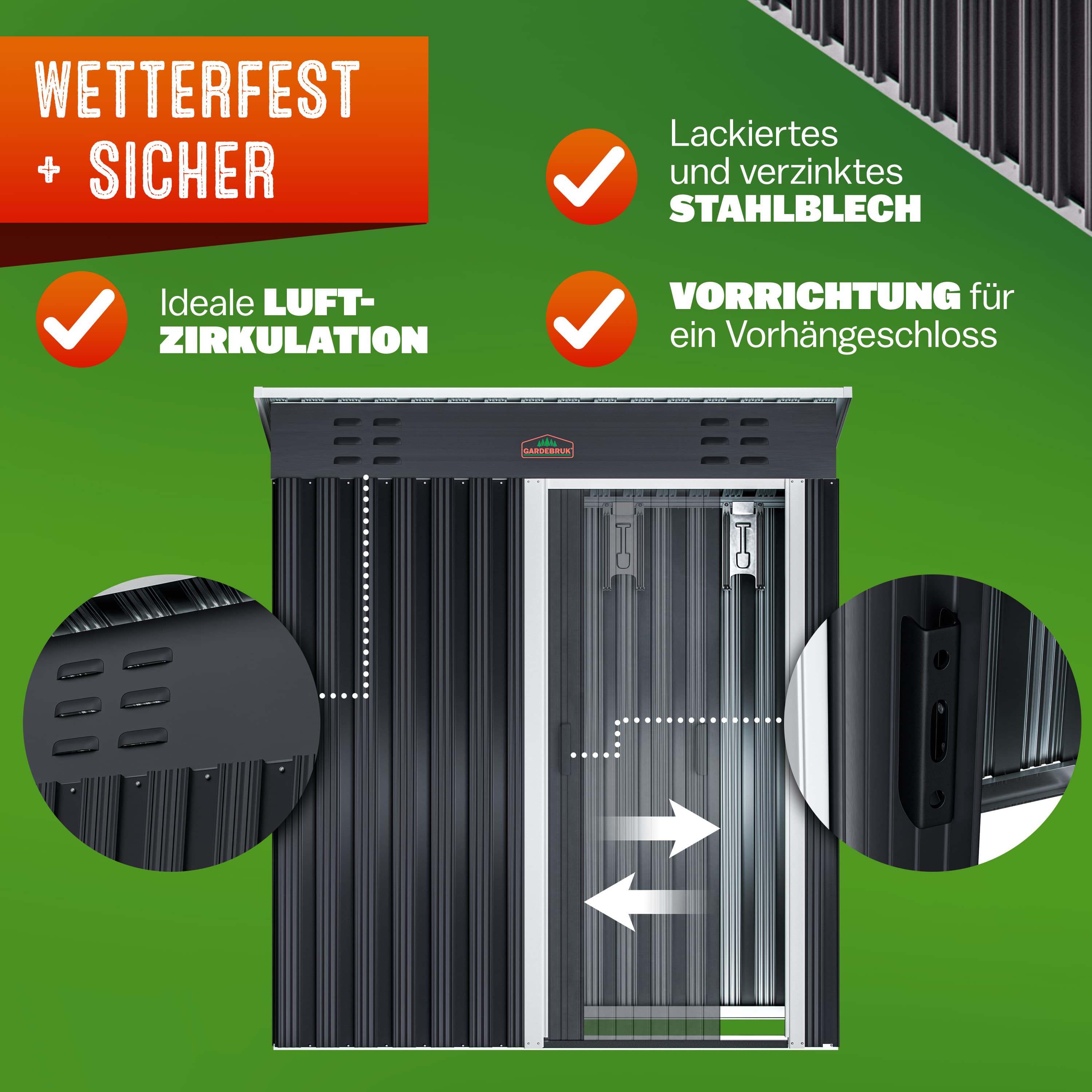 Tuinhuis\u0020Antraciet\u002FWit\u0020Staal\u0020164x84x182cm\u0020Schuifdeur