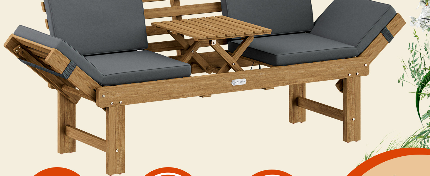 Tuinbank\u0020200x45x76cm\u0020acaciahout\u0020FSC\u00AE\u002Dgecertificeerd\u0020converteerbaar