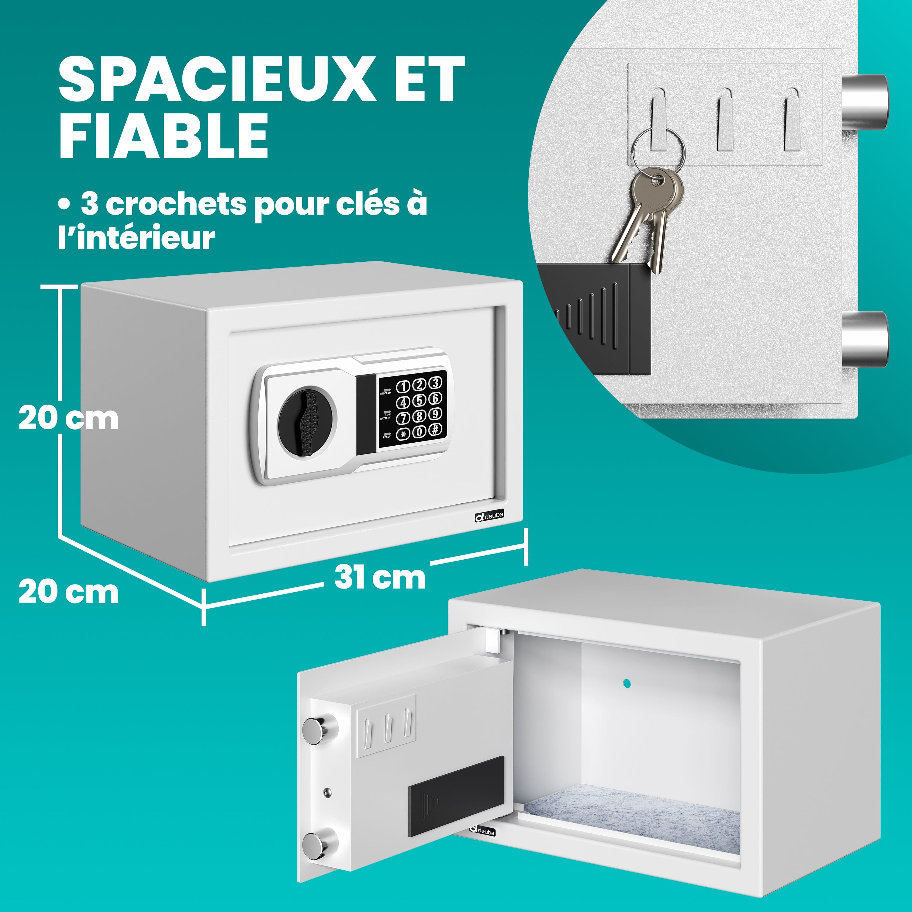 Kluis\u0020Zilver\u0020Staal\u002020x31x20cm\u0020Elektronisch\u0020slot