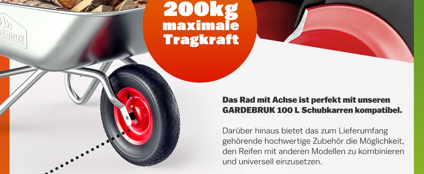 Kruiwagenwiel\u0020Zwart\u0020Rood\u0020Staal\u002095mm\u0020200kg