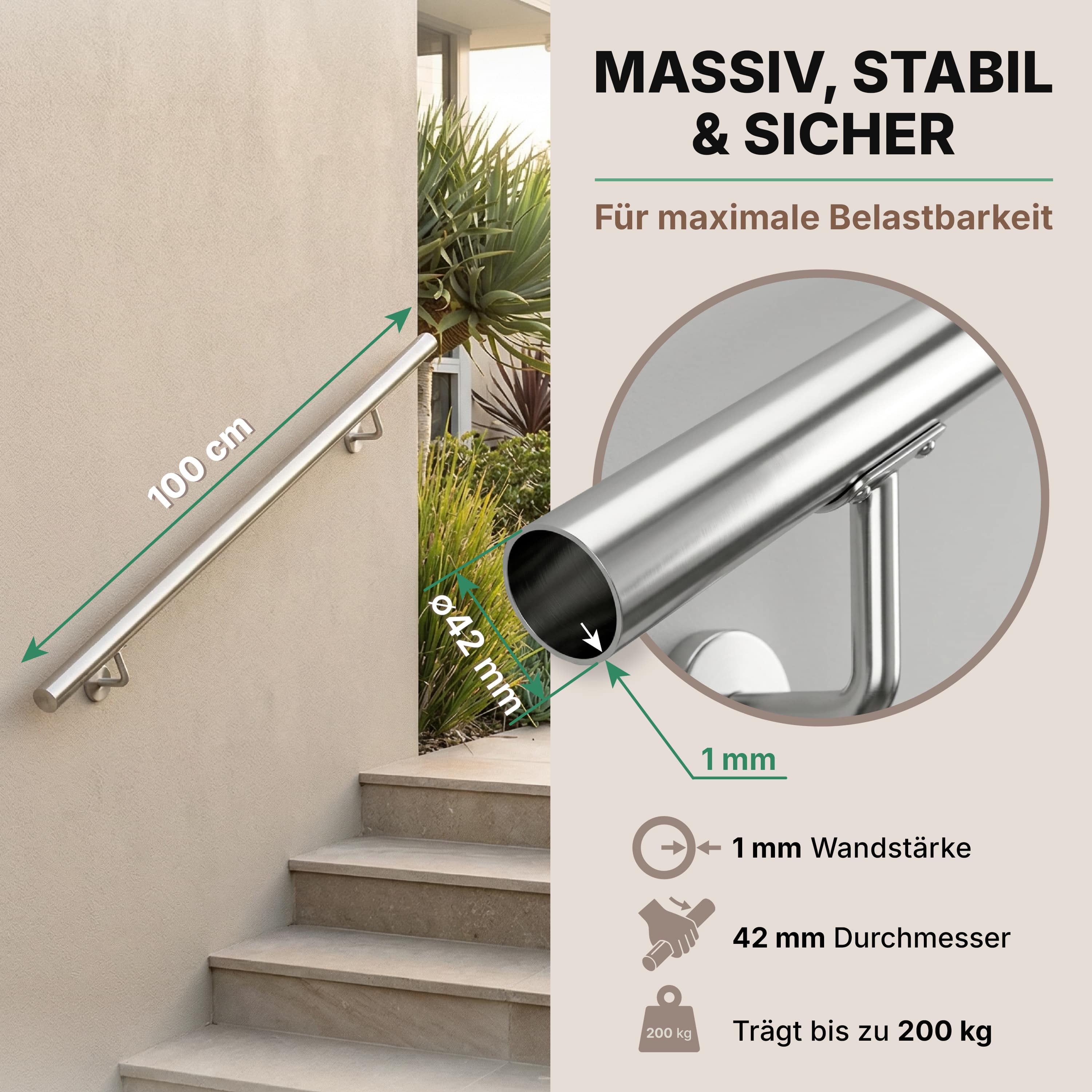 Trapleuning\u0020Zilver\u0020Roestvrij\u0020Staal\u0020100x\u00D84,2cm Trapleuning\u0020Zilver\u0020Roestvrij\u0020Staal\u0020100x\u00D84,2cm