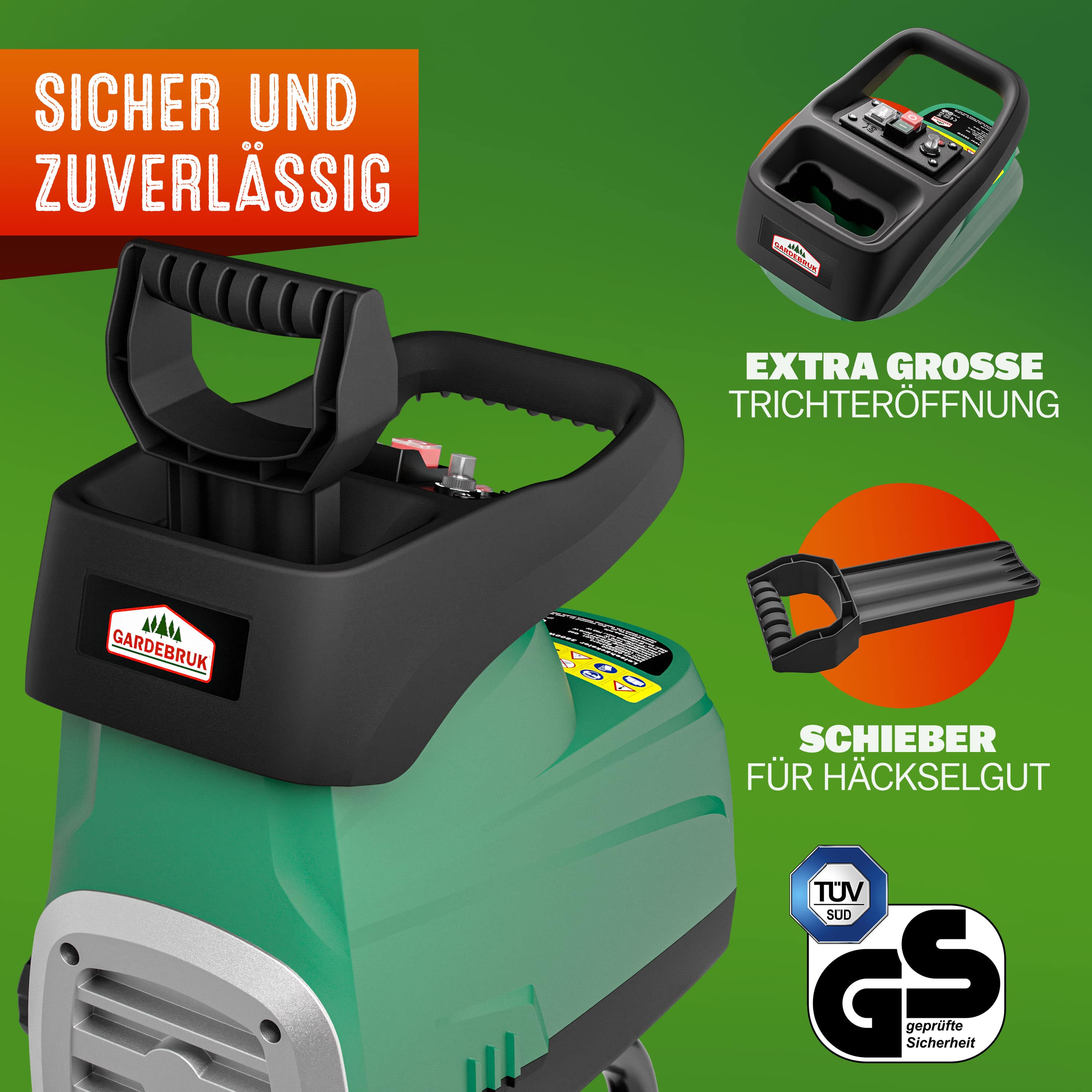 Stille\u0020hakselaar\u00203100W\u0020met\u00202\u0020opvangzakken\u0020van\u0020elk\u002060\u0020liter