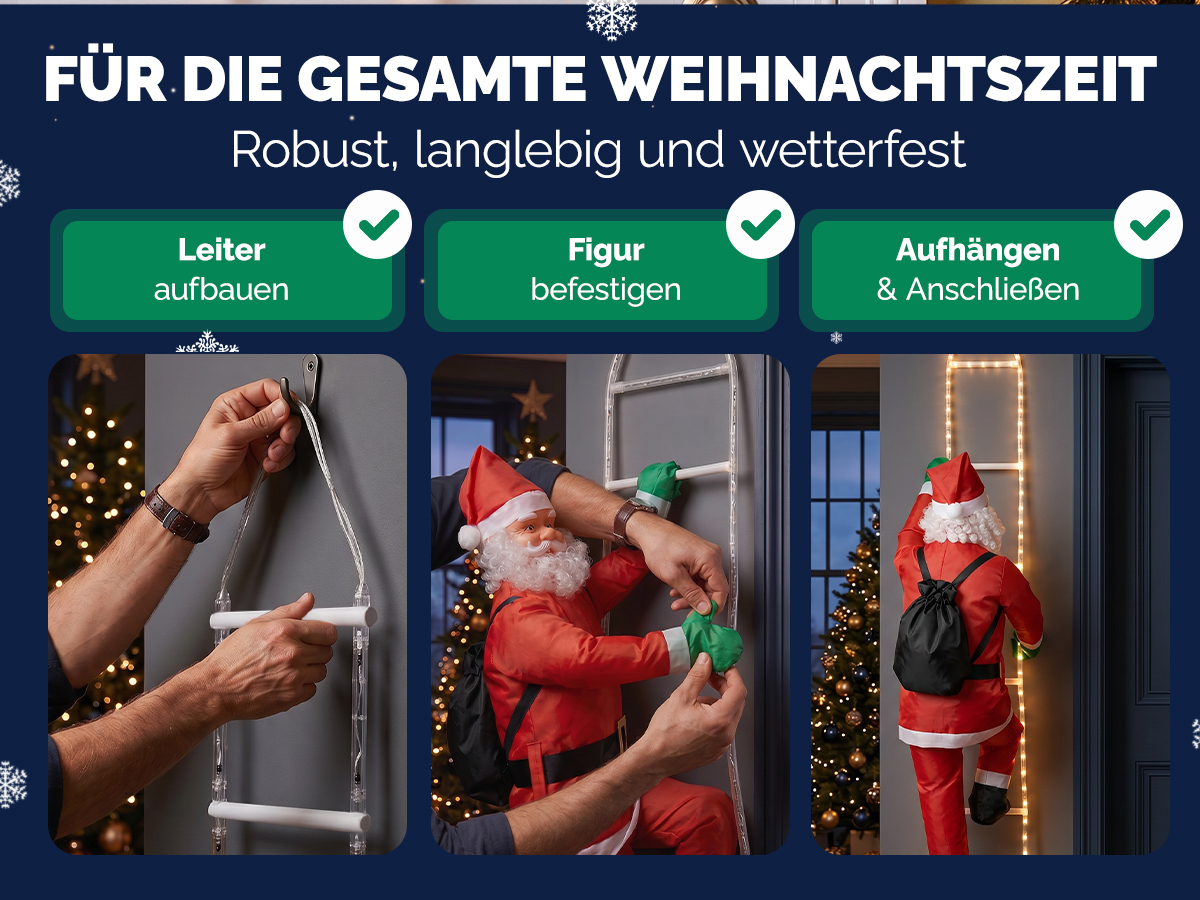 Kerstman\u0020op\u0020Ladder\u0020met\u002040\u0020LED\u00B4s