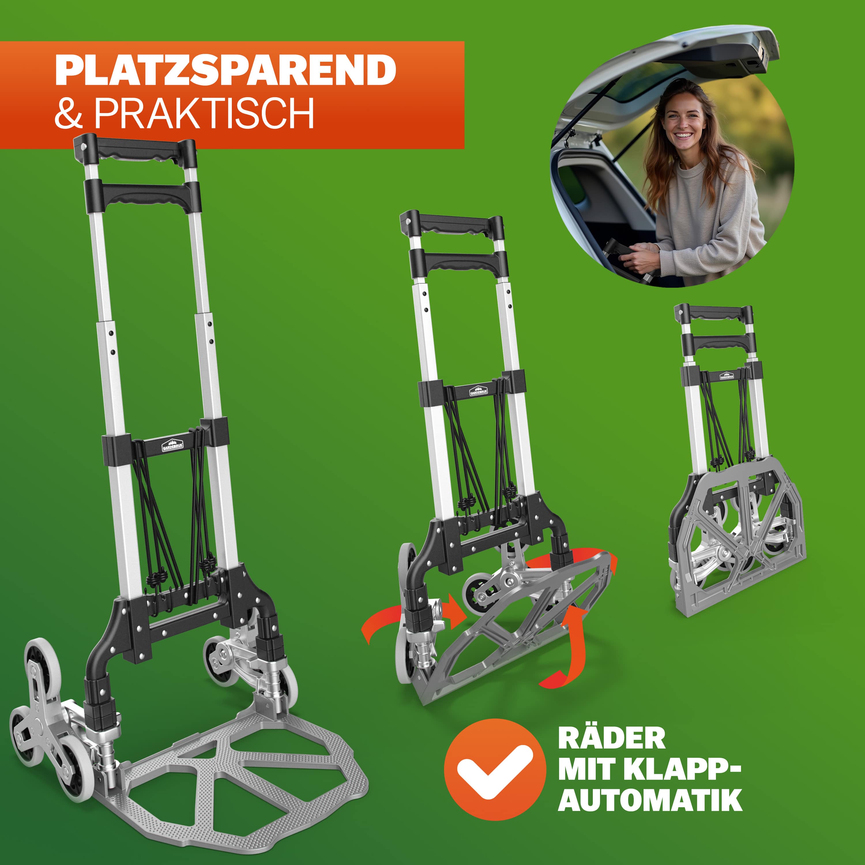 Steekwagen\u0020Zilver\u002FZwart\u0020aluminium\u002080kg\u0020Trap\u0020in\u0020hoogte\u0020verstelbaar