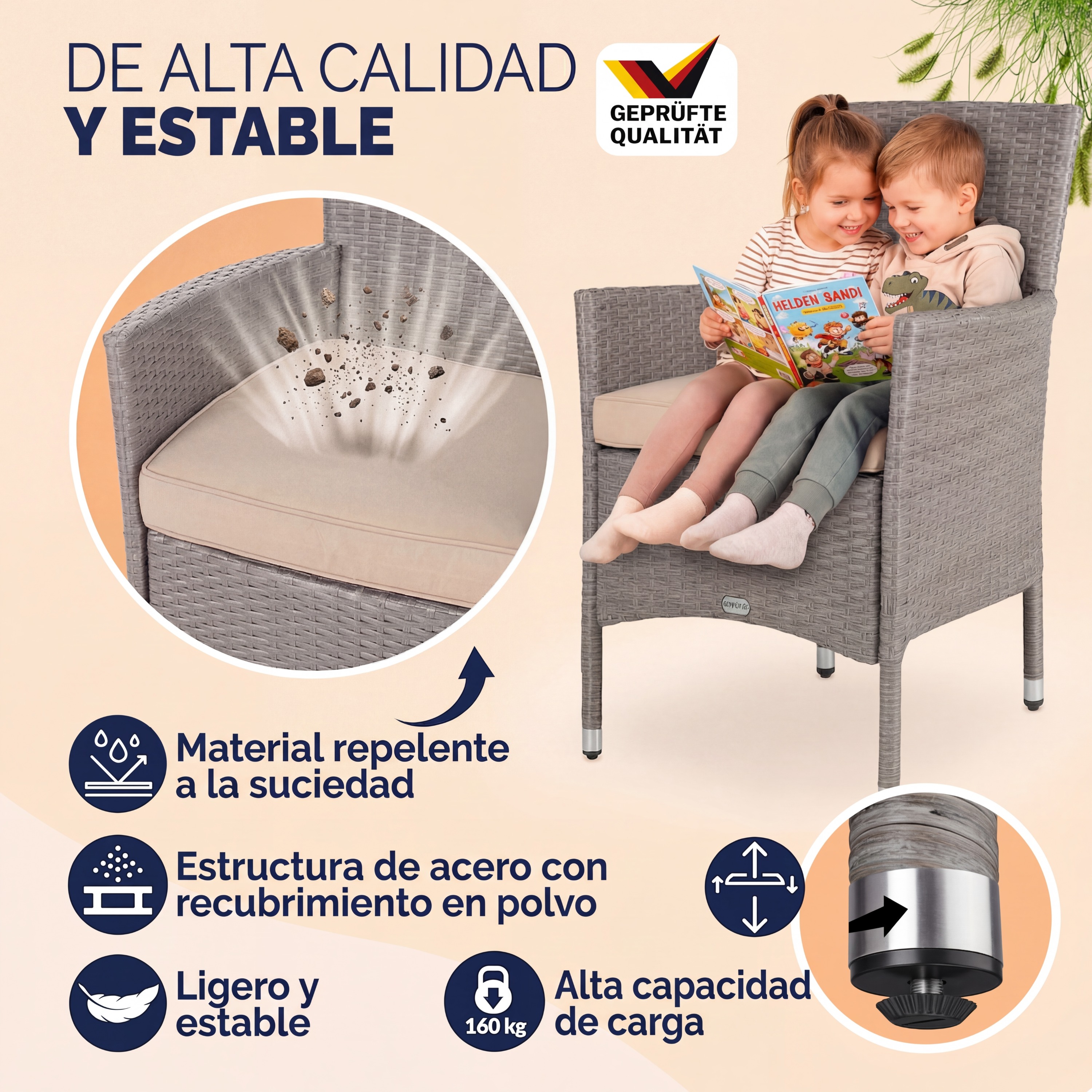 Polyrotan\u0020Tuinstoelen\u00202\u0020Stuks\u0020Cr\u00E8me\u002FBeige\u0020stapelbaar