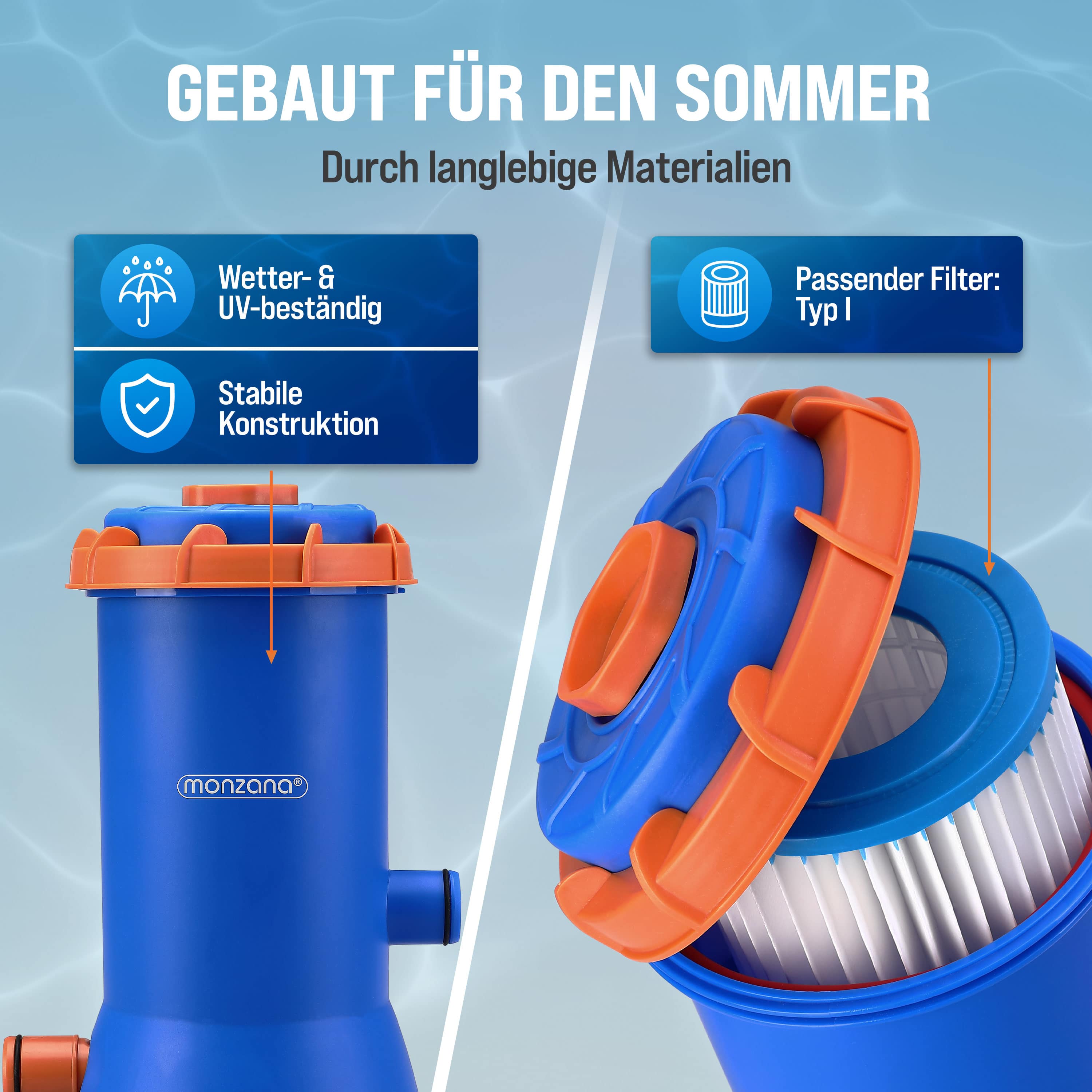 Zwembadpomp\u0020MZP90\u0020Blauw\u002FOranje\u00203800\u0020L\u002Fh\u002090W