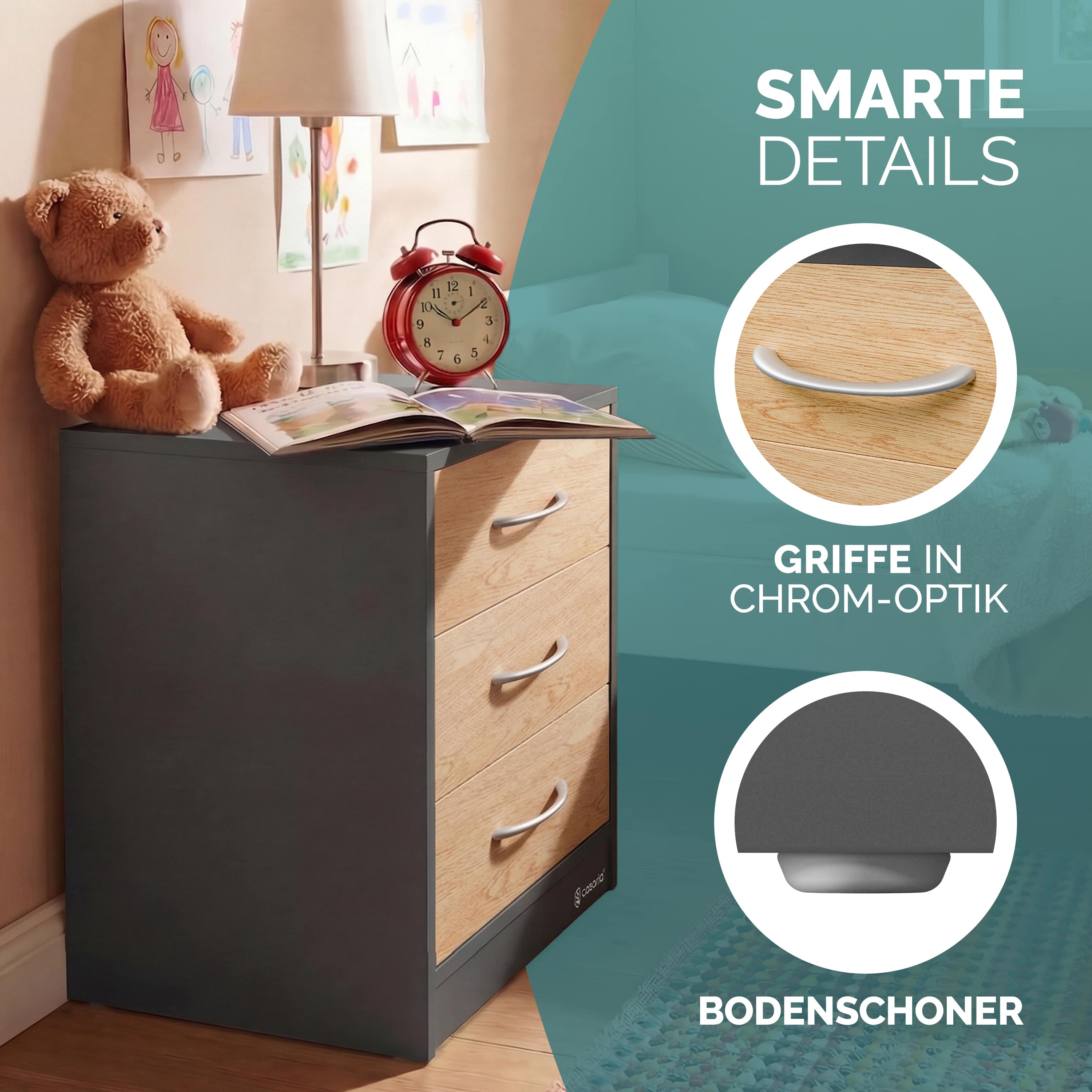 Nachtkastje\u0020Eloise\u0020Hout\u002FGrijs\u002054x39x28cm Nachtkastje\u0020Eloise\u0020Hout\u002FGrijs\u002054x39x28cm