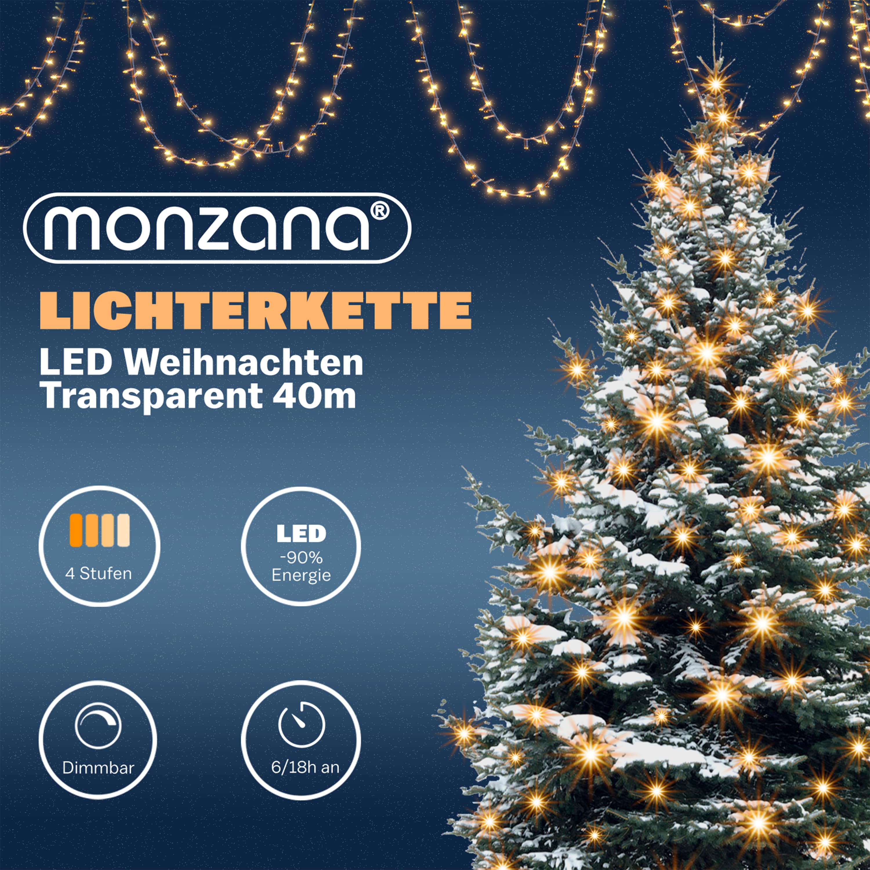 Kerstverlichting\u0020Warm\u0020Wit\u002040m\u0020transparant\u0020Afstandsbediening