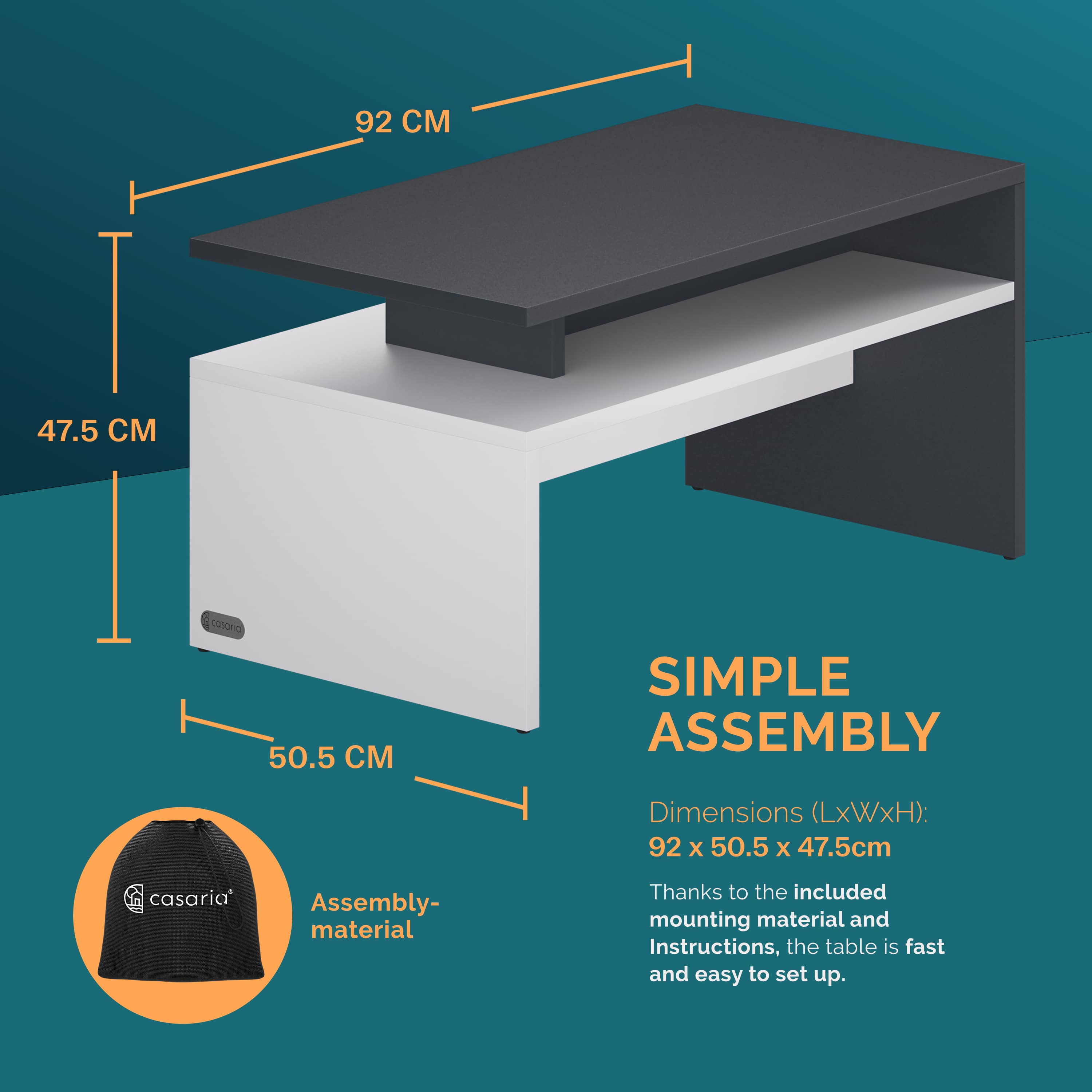 Salontafel\u0020Sacramento\u0020Wit\u002FAntraciet\u002095x55x50cm Salontafel\u0020Sacramento\u0020Wit\u002FAntraciet\u002095x55x50cm