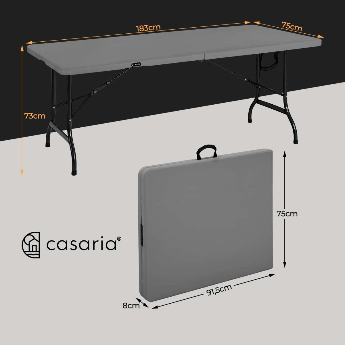 Buffettafel\u0020Zwart\u0020Kunststof\u0020183x76cm\u0020Opvouwbaar