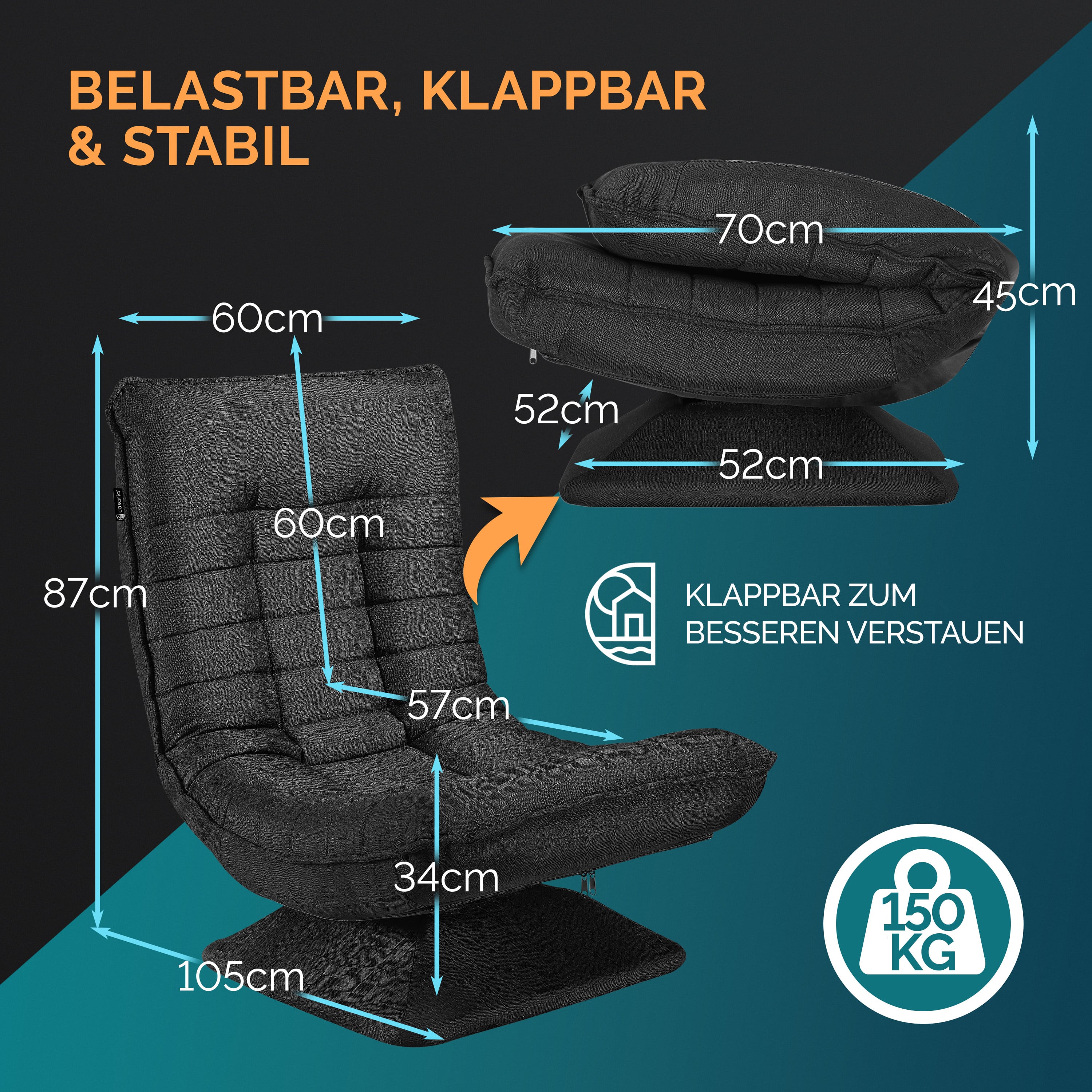 Relax\u0020Lounger\u0020Aberdeen\u0020Stof\u0020Zwart