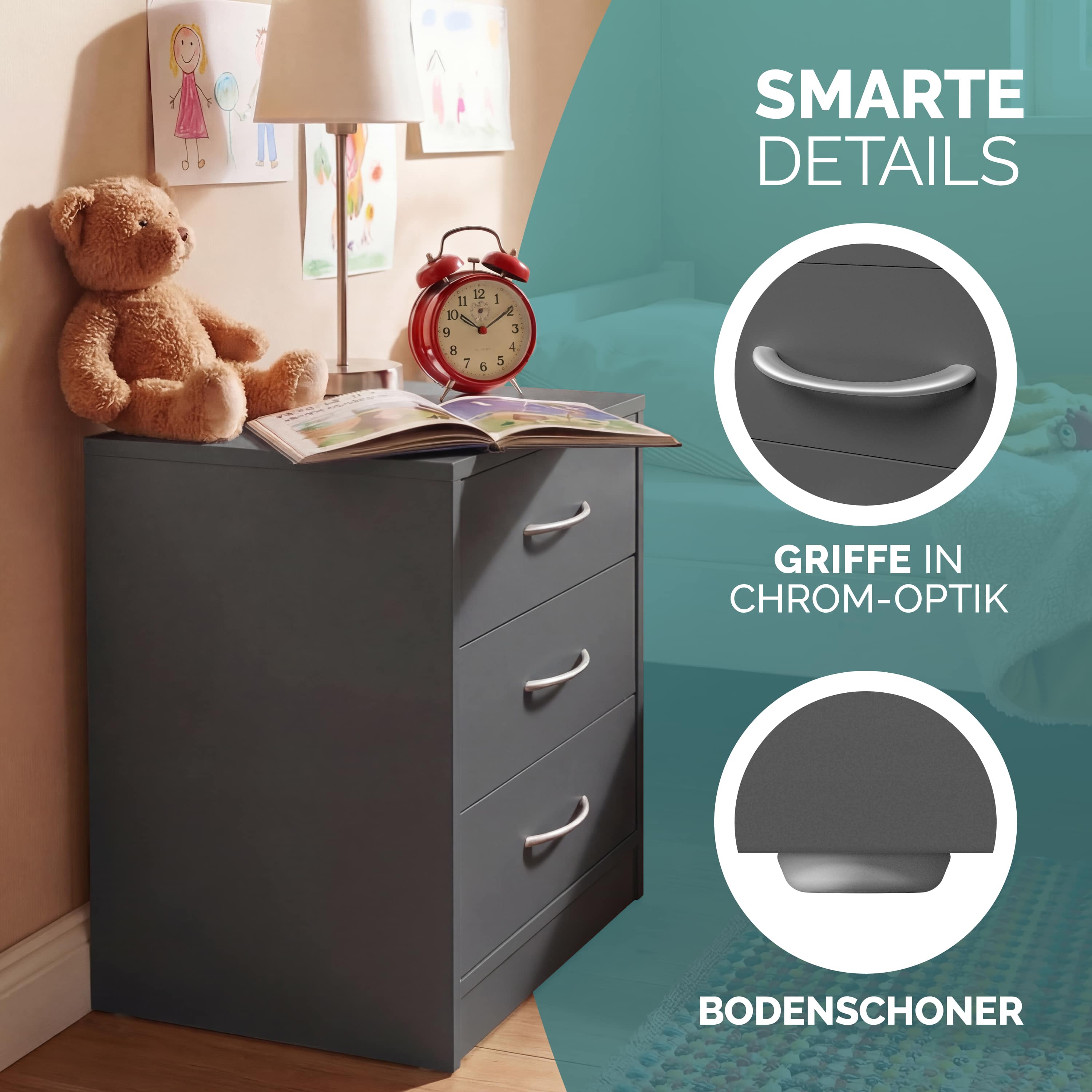 Nachtkastje\u0020Eloise\u00202\u0020Stuks\u0020Antraciet\u002054x39x28cm Nachtkastje\u0020Eloise\u00202\u0020Stuks\u0020Antraciet\u002054x39x28cm