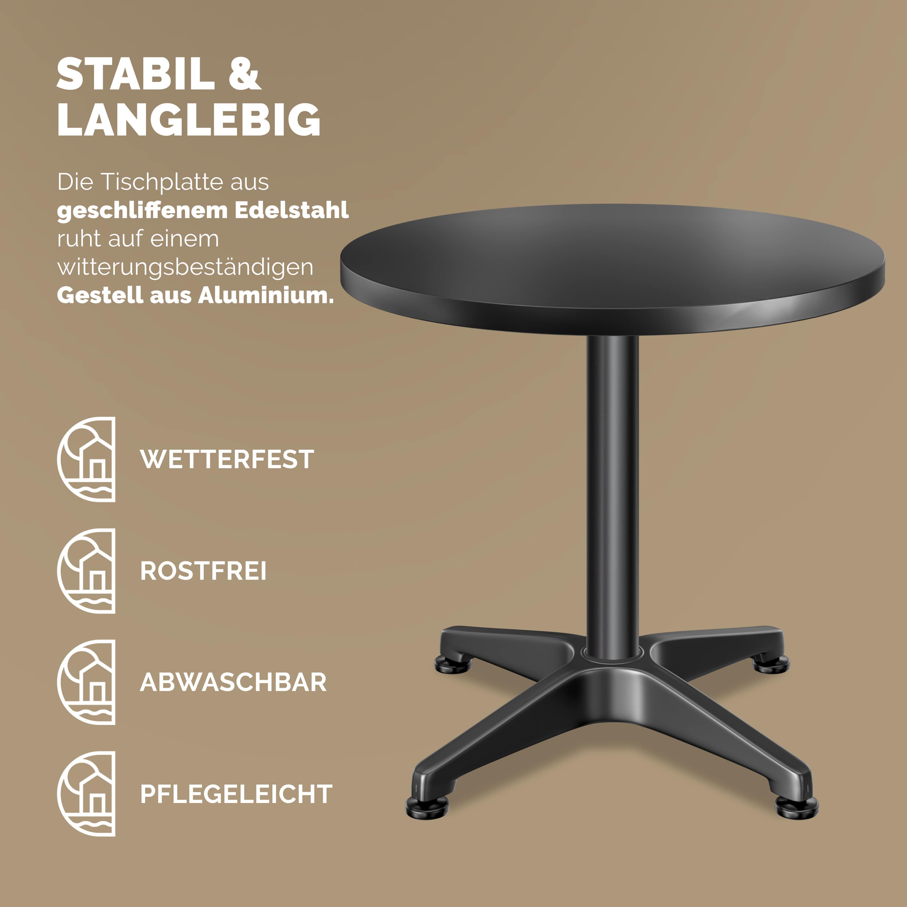 Statafel\u0020Zwart\u0020aluminium\u0020\u00D860cm\u0020in\u0020hoogte\u0020verstelbaar