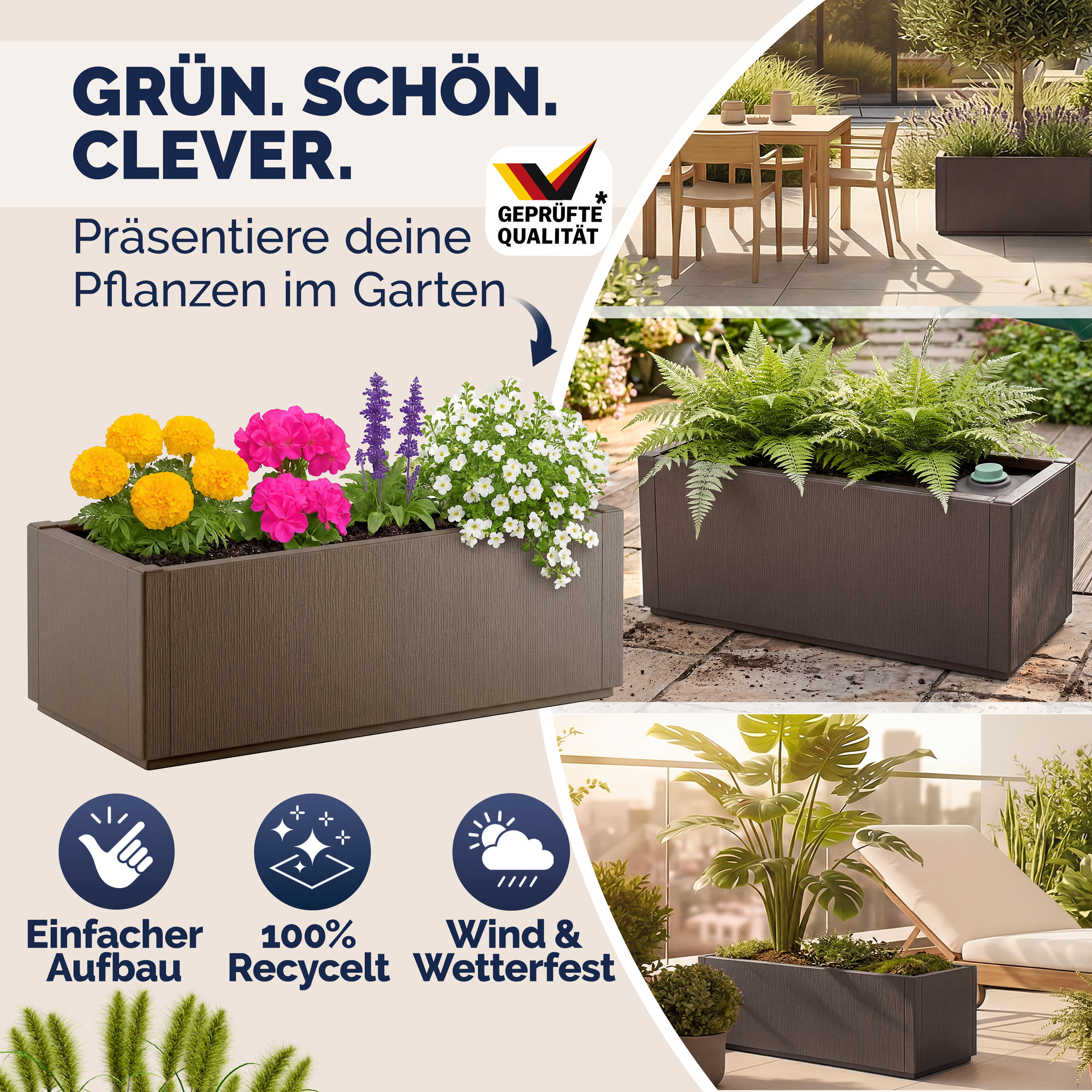 Bloempot\u0020Ethica\u0020Bruin\u0020plastic\u002080x36x36cm