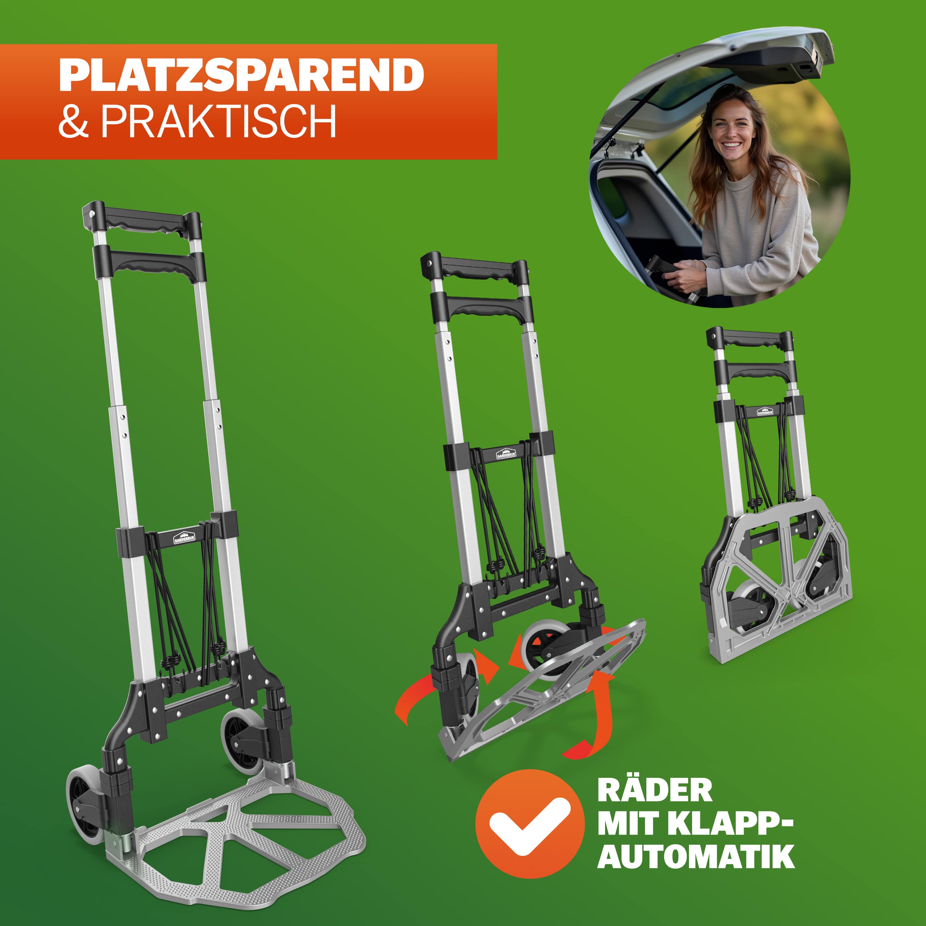 Steekwagen\u0020Zilver\u002FZwart\u0020aluminium\u002080kg\u0020in\u0020hoogte\u0020verstelbaar