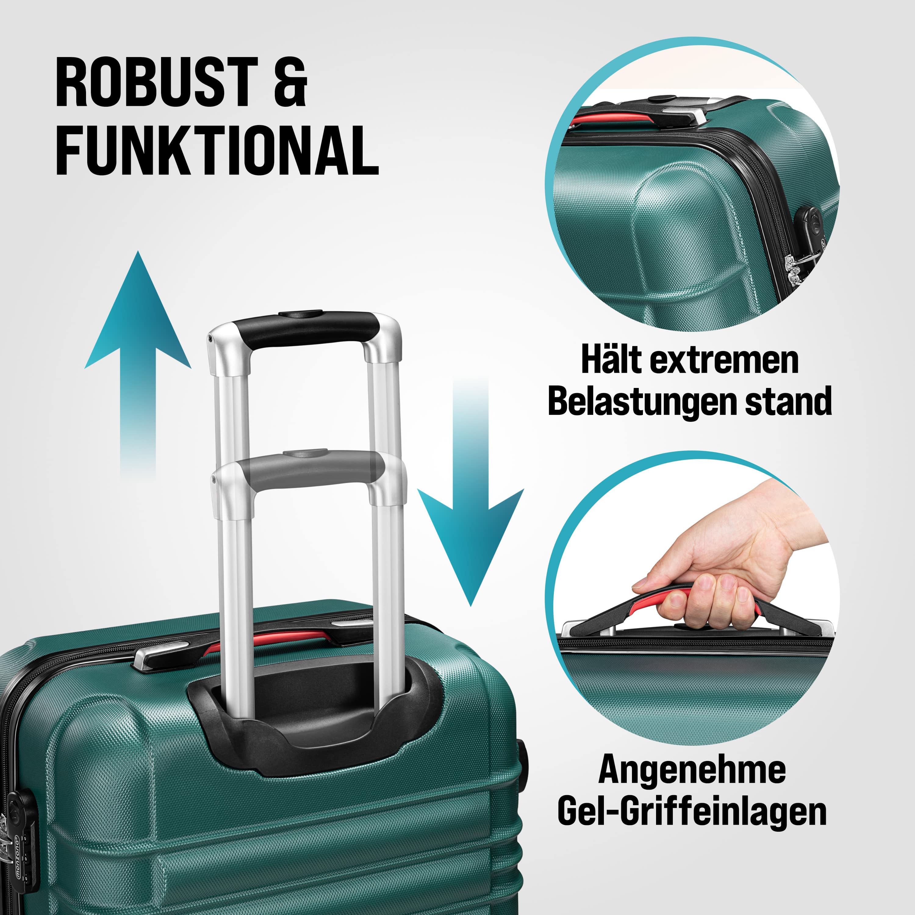 Reiskoffers\u00204\u002Ddelige\u0020Groen\u0020ABS\u0020accessoires