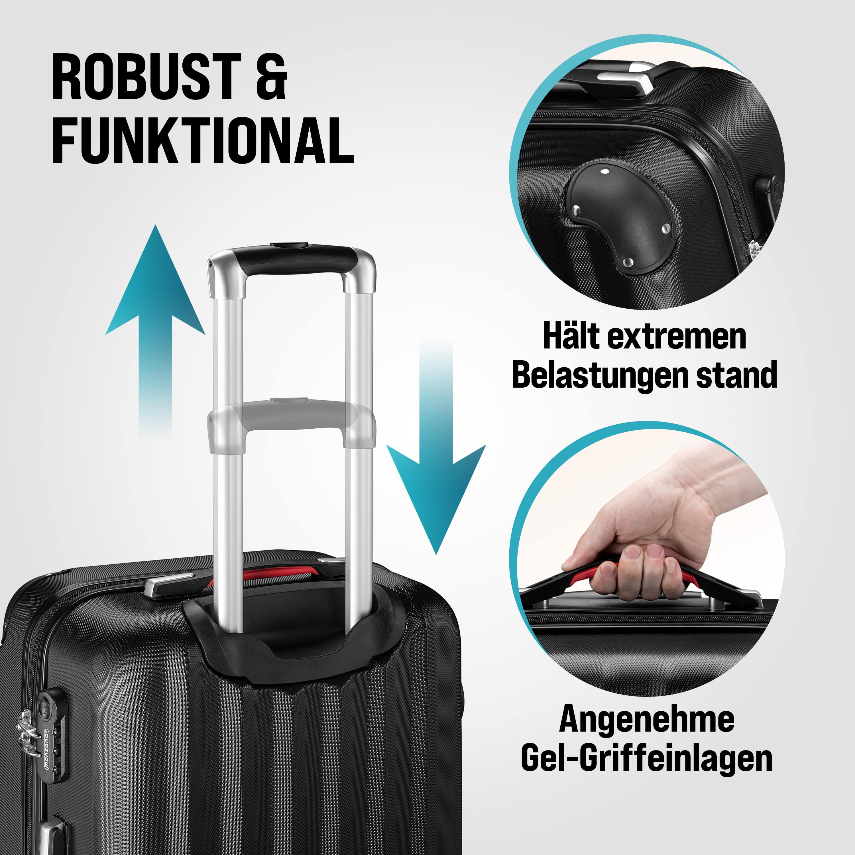 Reiskoffers\u0020Baseline\u00203\u002Ddelige\u0020Zwart\u0020ABS\u0020accessoires